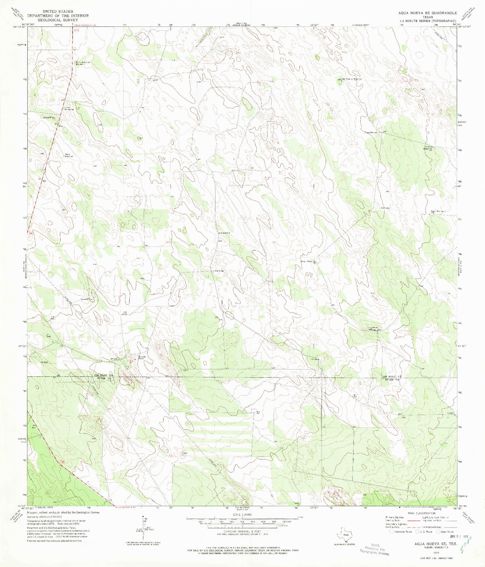 USGS 1:24000-SCALE QUADRANGLE FOR AGUA NUEVA SE, TX 1972