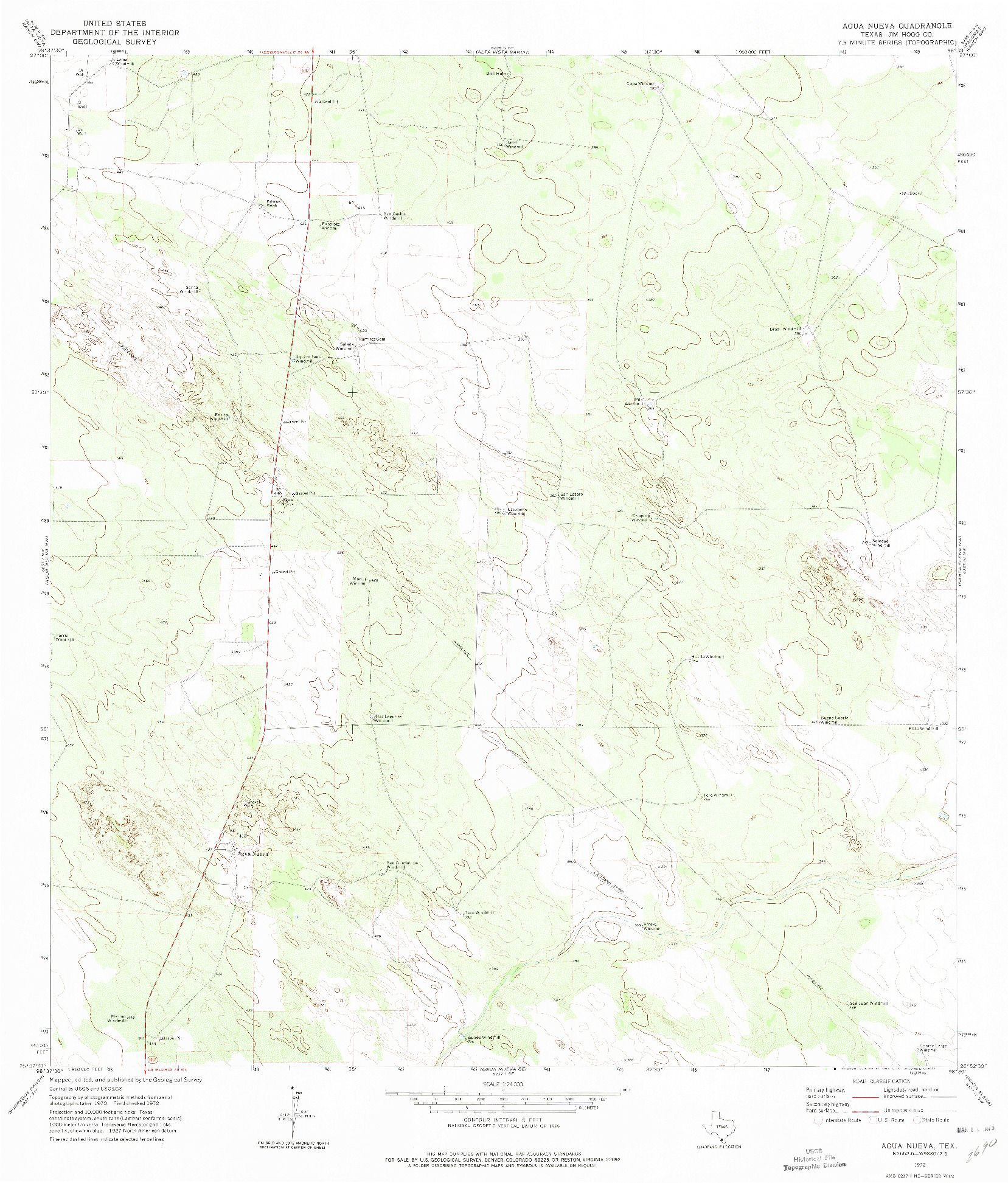 USGS 1:24000-SCALE QUADRANGLE FOR AGUA NUEVA, TX 1972