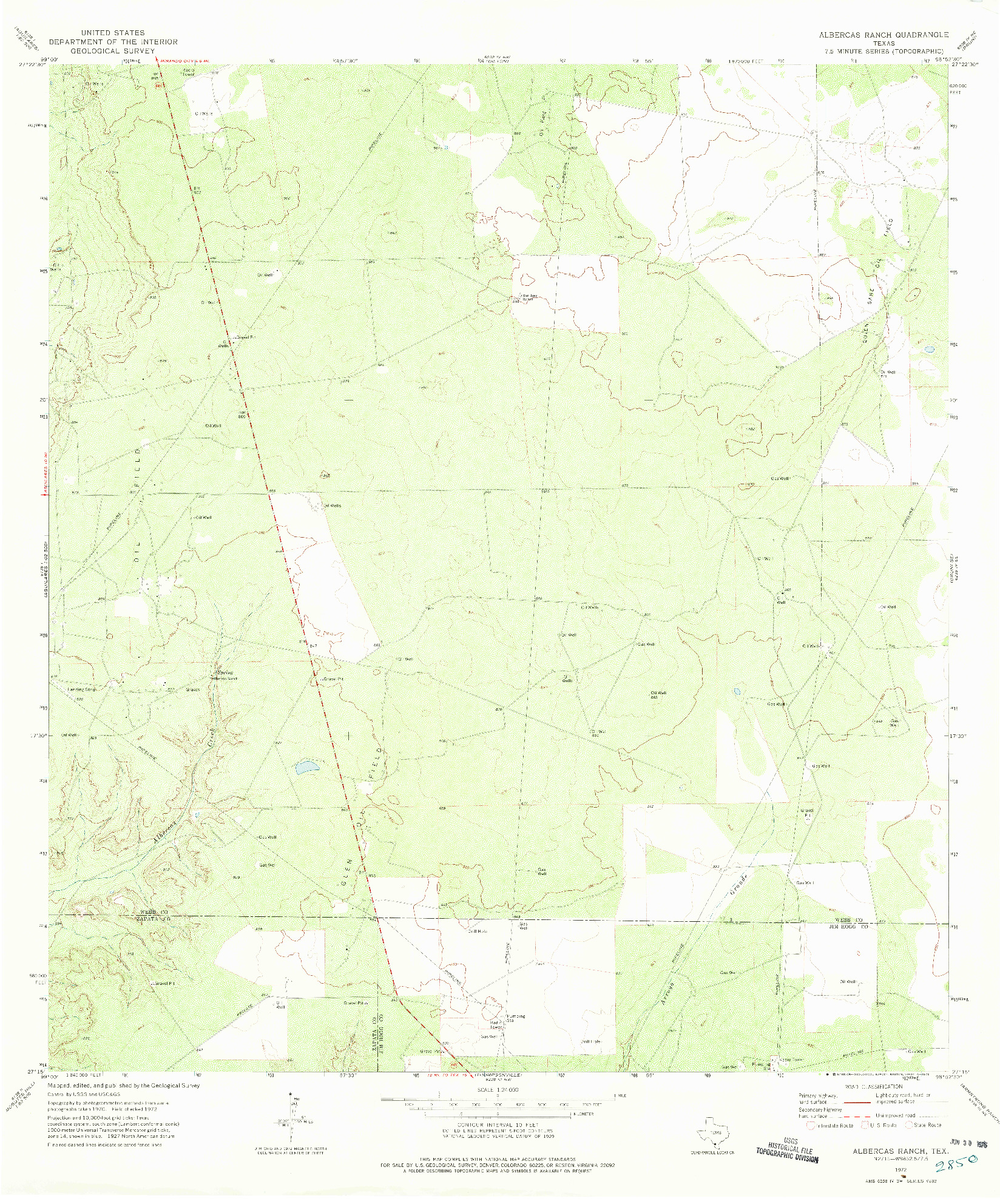 USGS 1:24000-SCALE QUADRANGLE FOR ALBERCAS RANCH, TX 1972