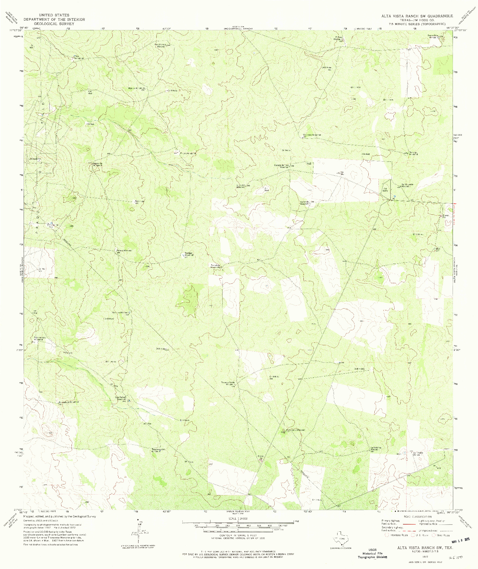 USGS 1:24000-SCALE QUADRANGLE FOR ALTA VISTA RANCH SW, TX 1972