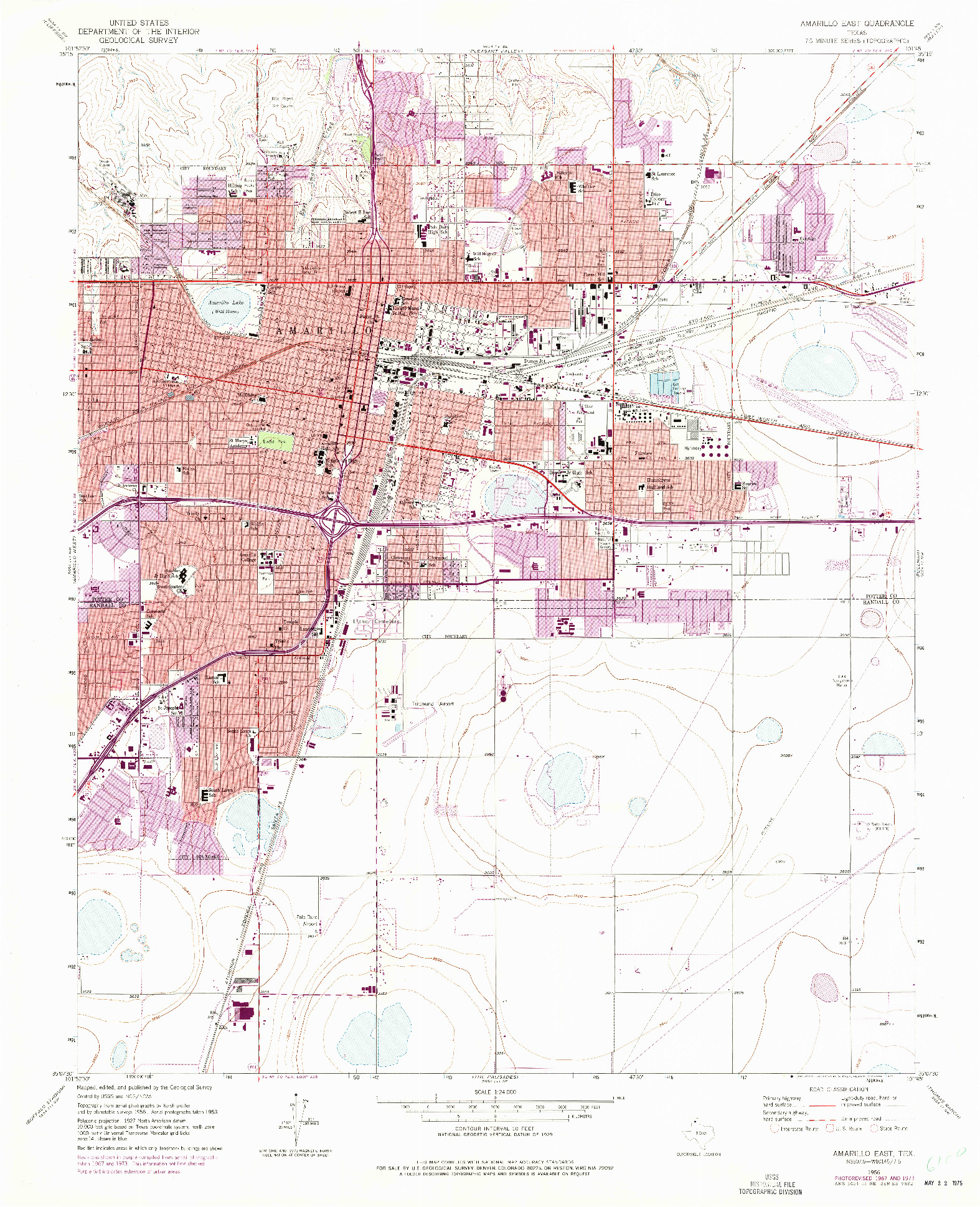 USGS 1:24000-SCALE QUADRANGLE FOR AMARILLO EAST, TX 1956