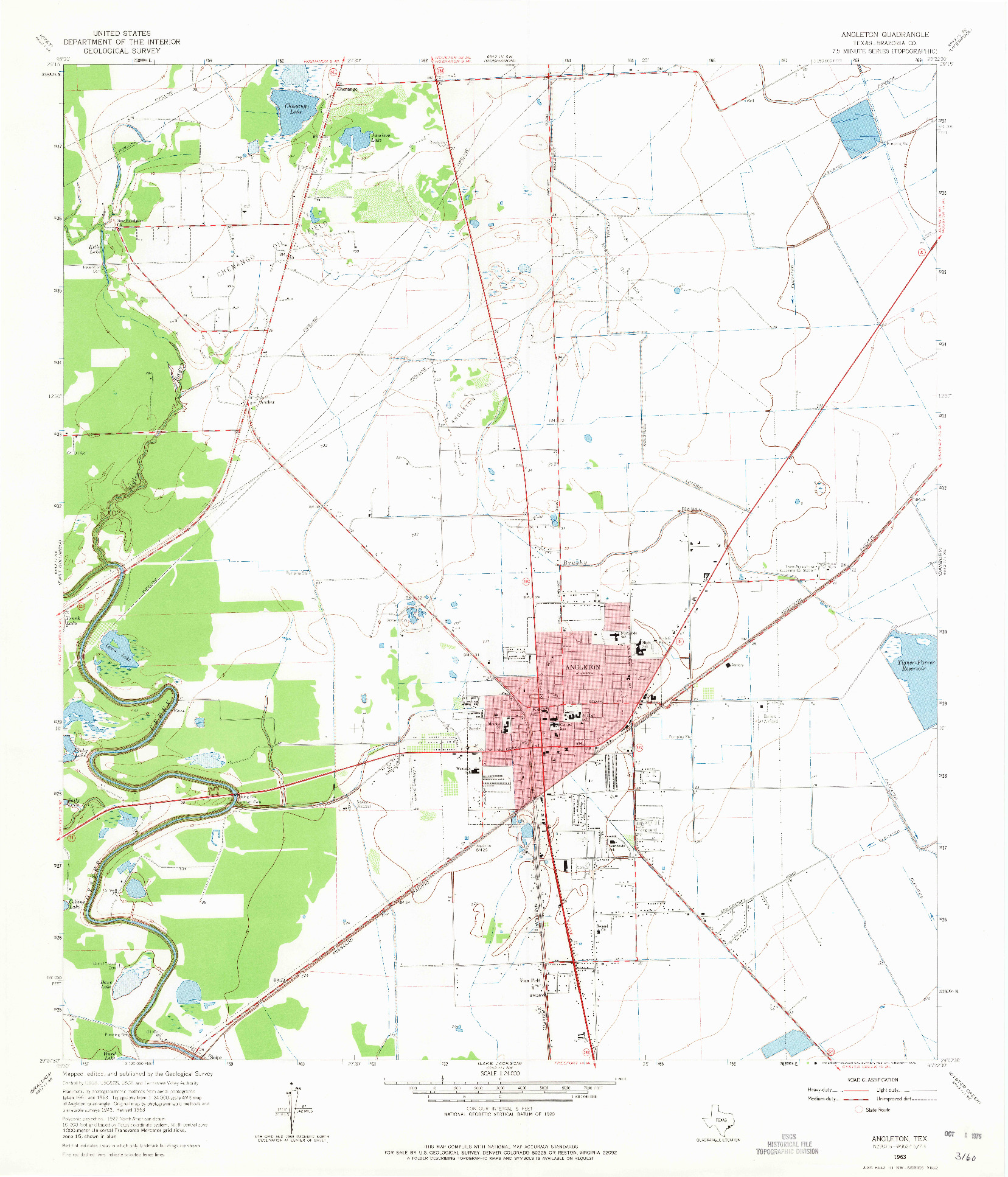 USGS 1:24000-SCALE QUADRANGLE FOR ANGLETON, TX 1963