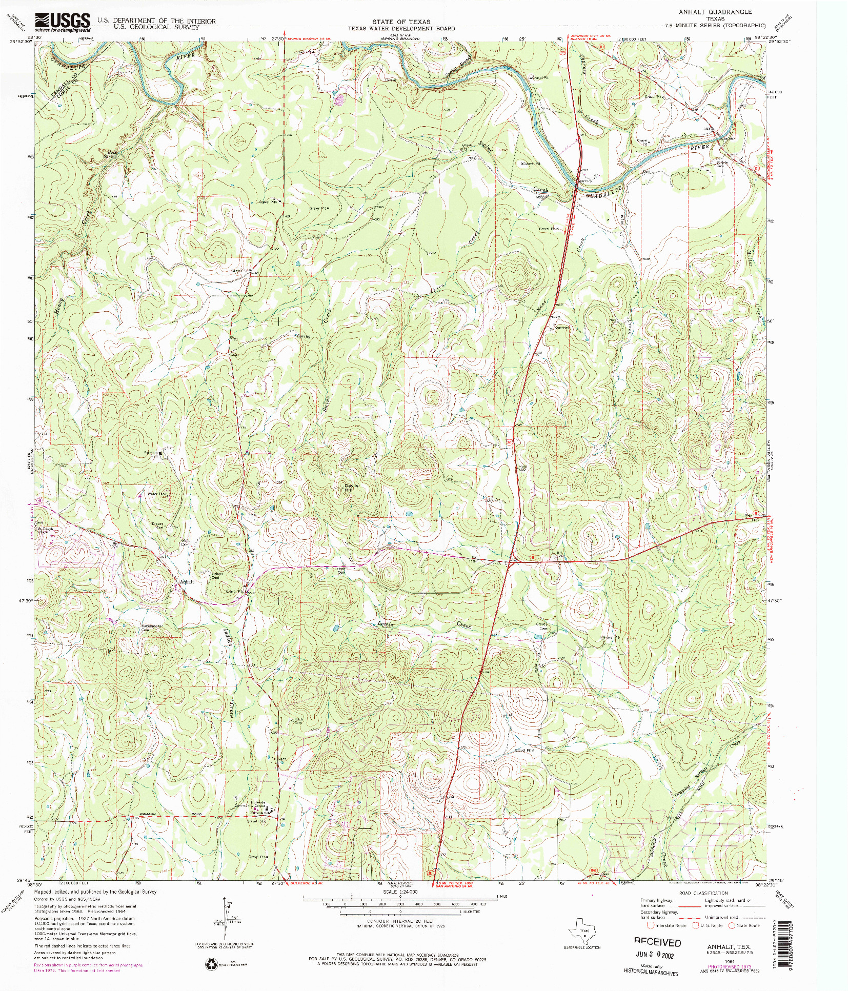 USGS 1:24000-SCALE QUADRANGLE FOR ANHALT, TX 1964