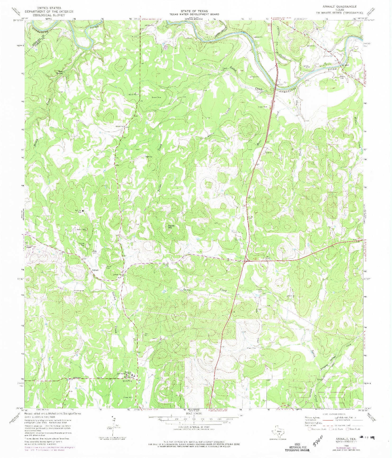 USGS 1:24000-SCALE QUADRANGLE FOR ANHALT, TX 1964