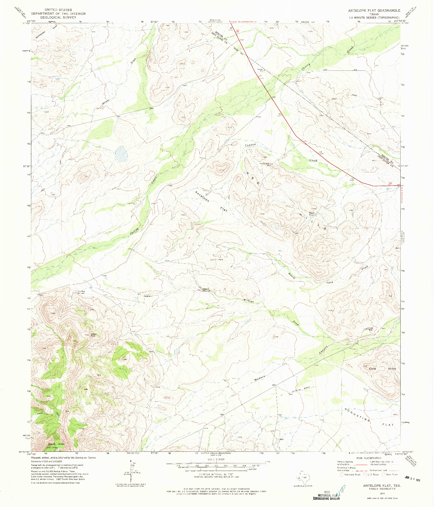 USGS 1:24000-SCALE QUADRANGLE FOR ANTELOPE FLAT, TX 1972