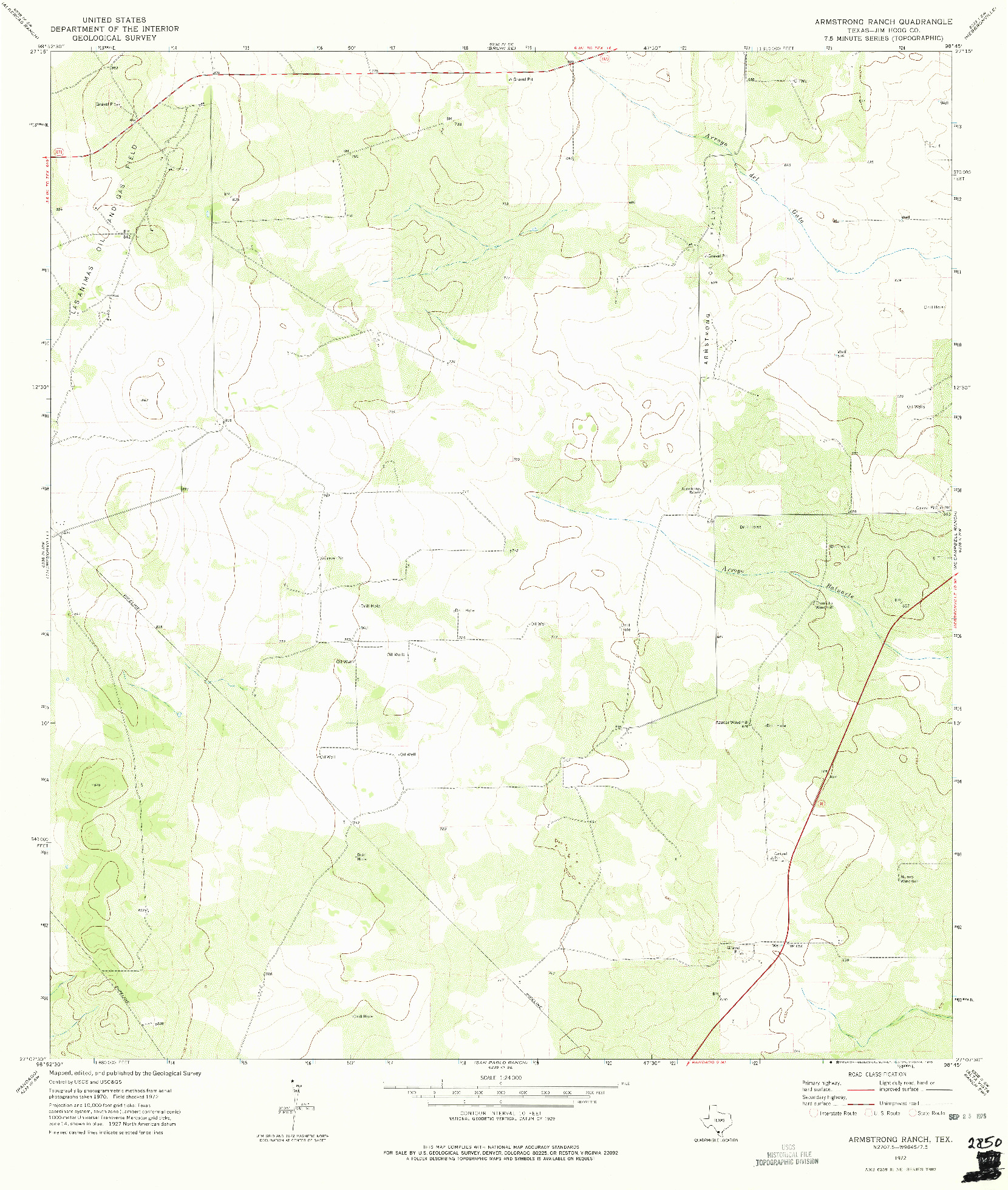 USGS 1:24000-SCALE QUADRANGLE FOR ARMSTRONG RANCH, TX 1972