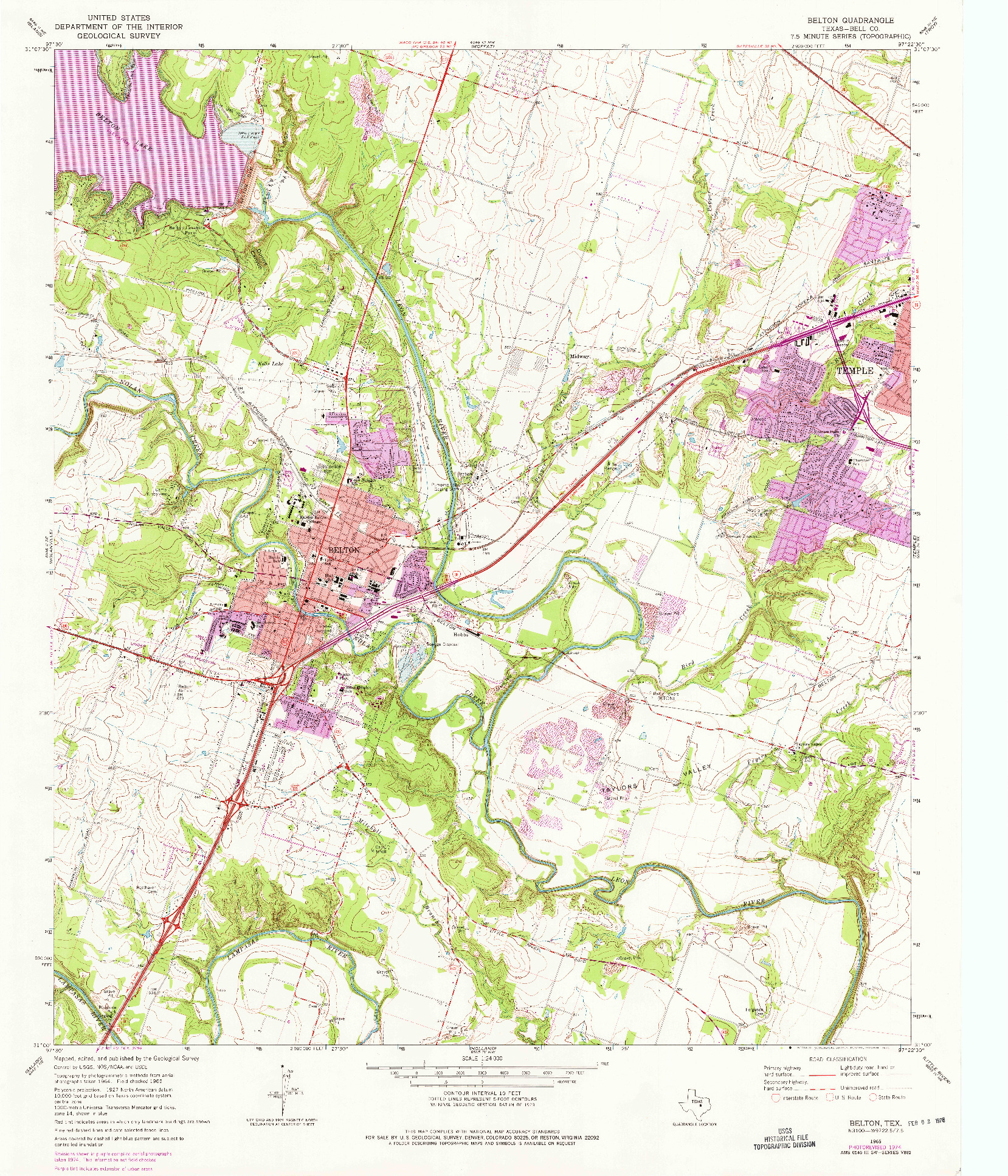 USGS 1:24000-SCALE QUADRANGLE FOR BELTON, TX 1965