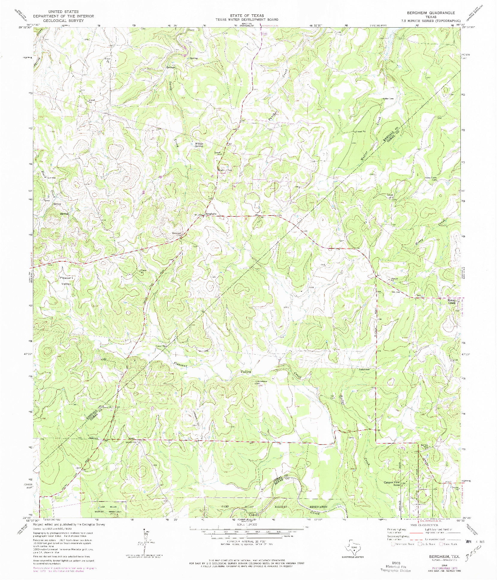 USGS 1:24000-SCALE QUADRANGLE FOR BERGHEIM, TX 1964