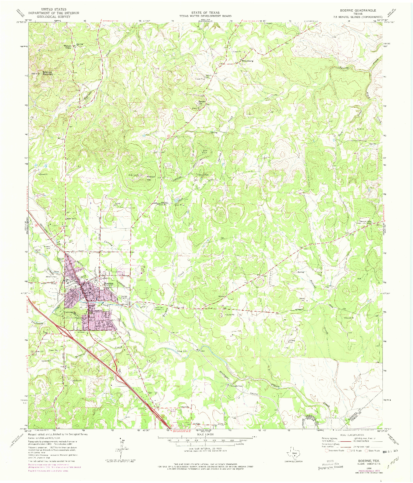 USGS 1:24000-SCALE QUADRANGLE FOR BOERNE, TX 1964