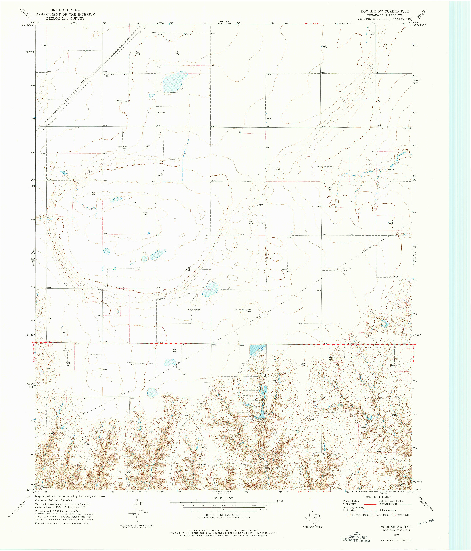 USGS 1:24000-SCALE QUADRANGLE FOR BOOKER SW, TX 1973