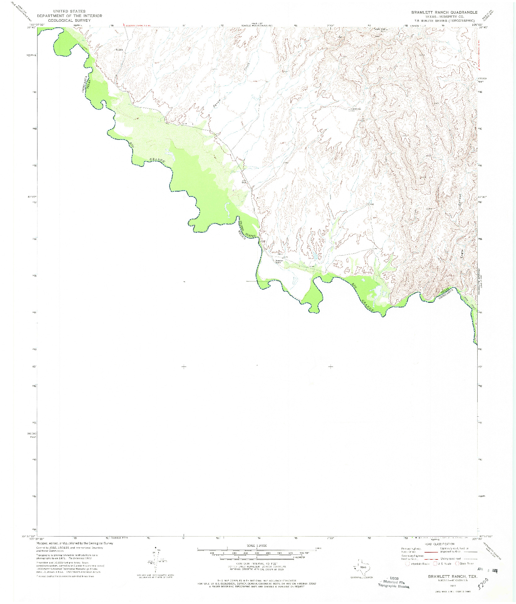 USGS 1:24000-SCALE QUADRANGLE FOR BRAMLETT RANCH, TX 1972