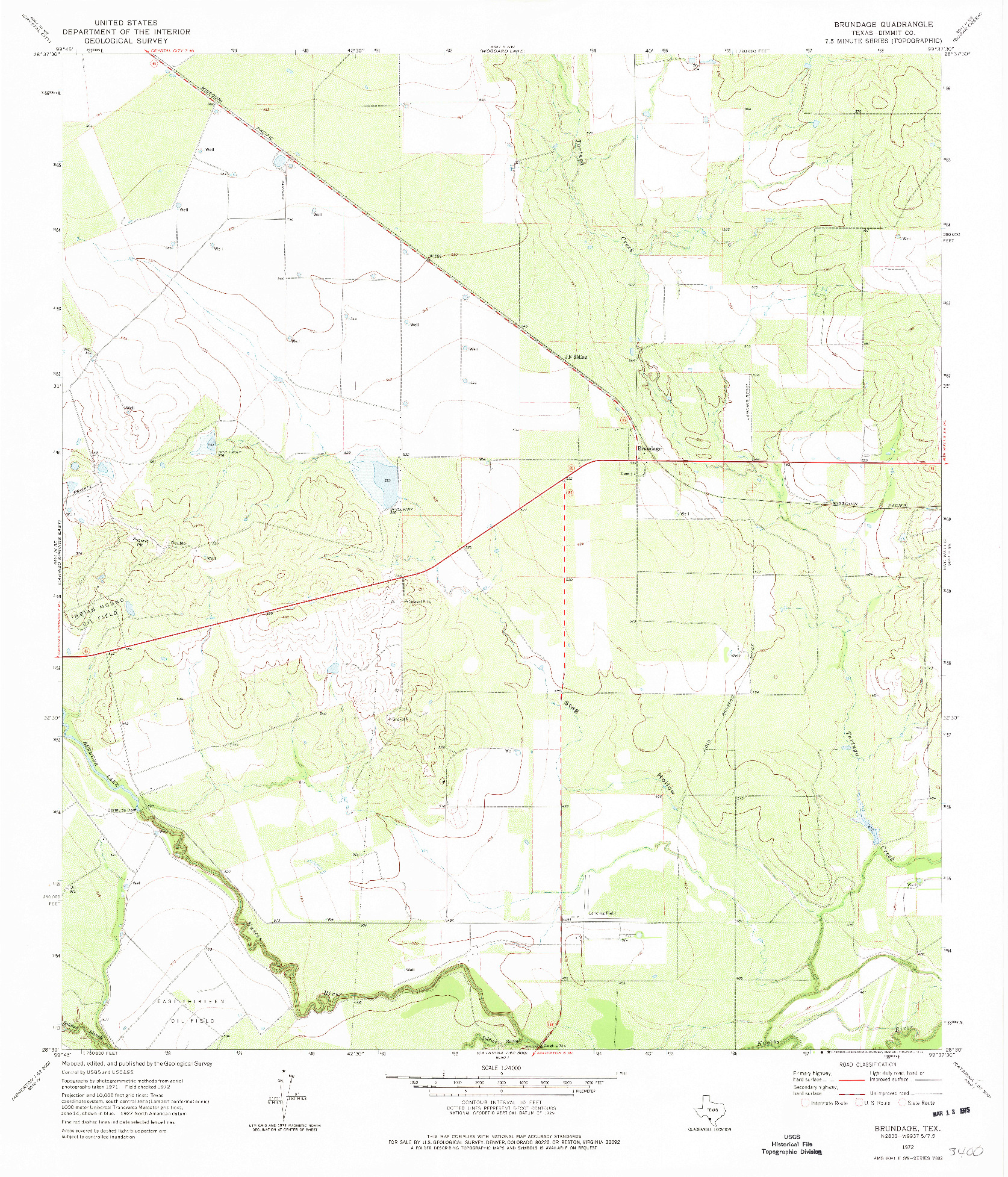 USGS 1:24000-SCALE QUADRANGLE FOR BRUNDAGE, TX 1972