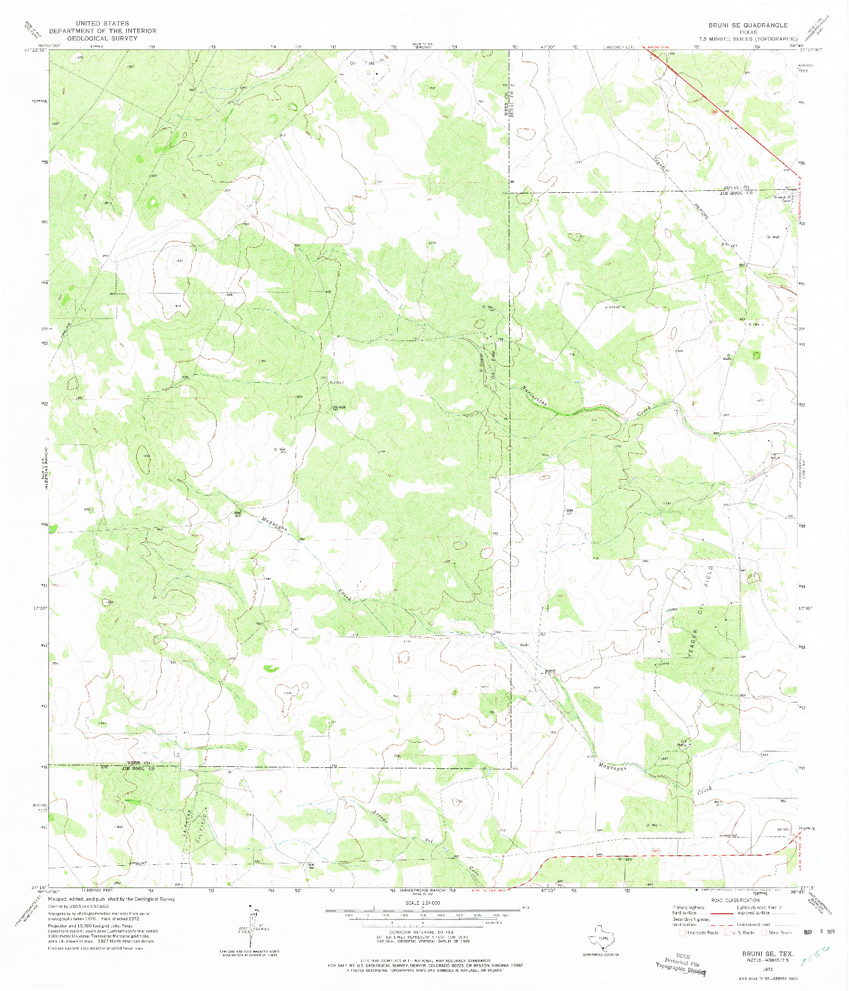 USGS 1:24000-SCALE QUADRANGLE FOR BRUNI SE, TX 1972