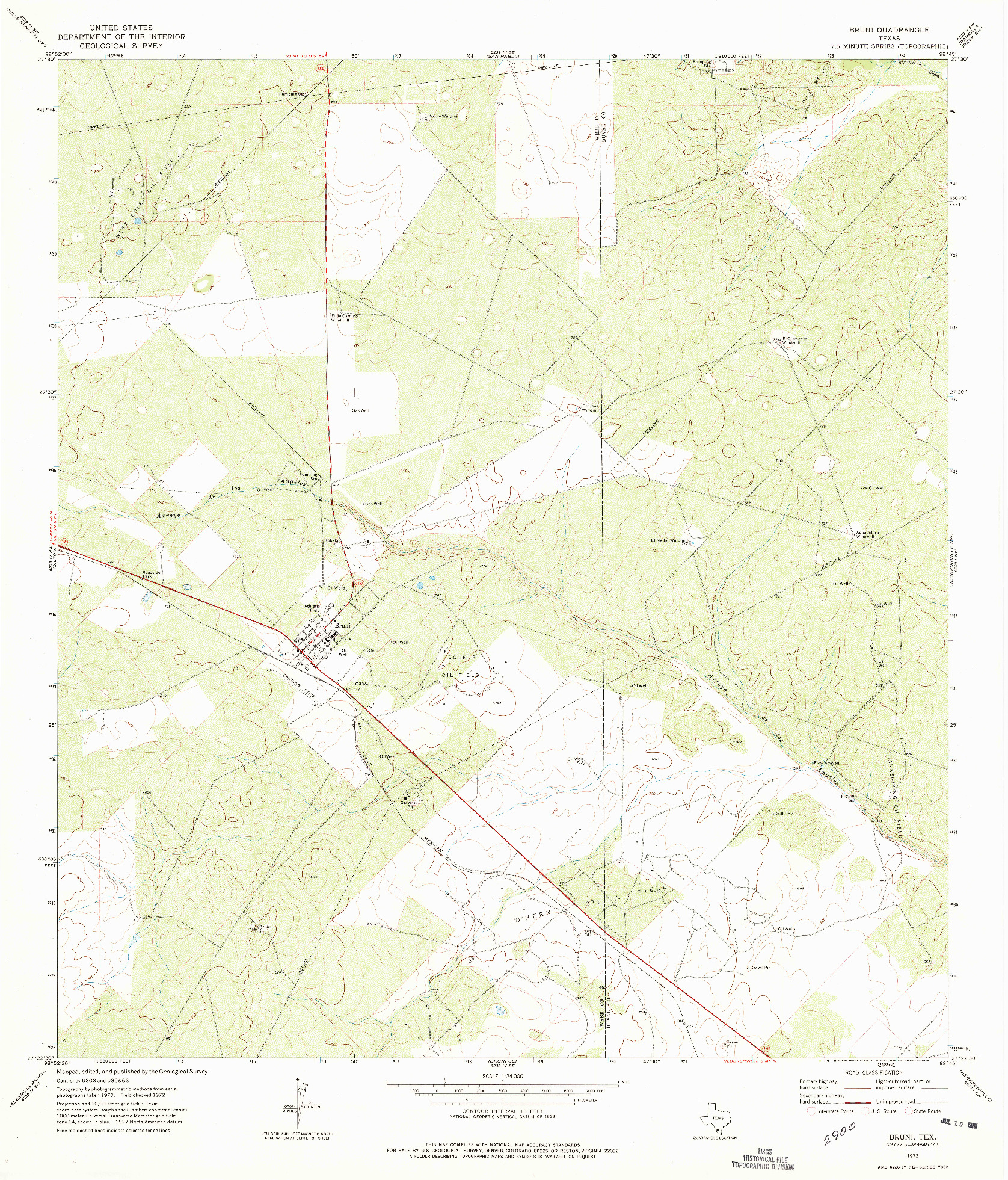 USGS 1:24000-SCALE QUADRANGLE FOR BRUNI, TX 1972