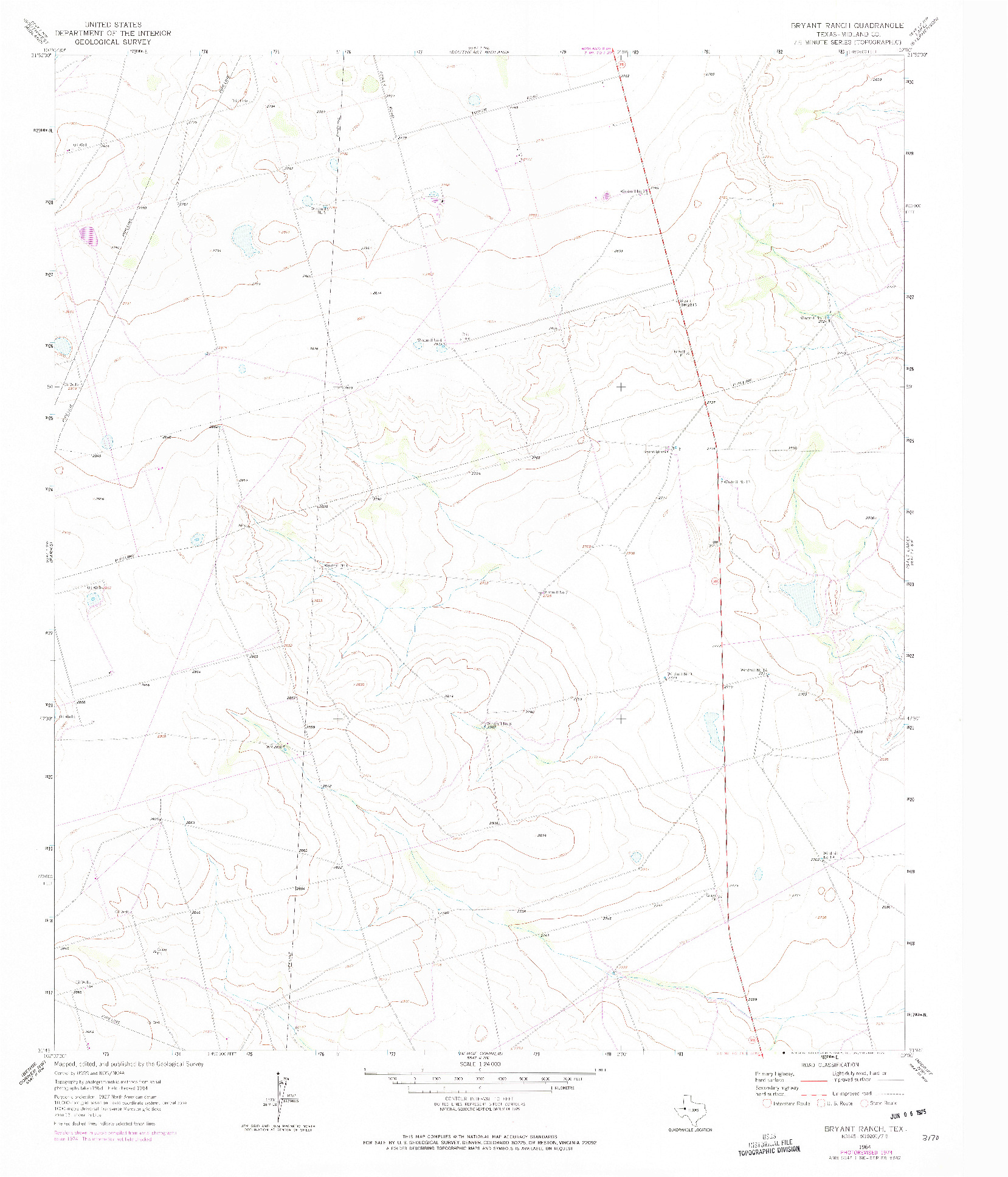 USGS 1:24000-SCALE QUADRANGLE FOR BRYANS RANCH, TX 1964