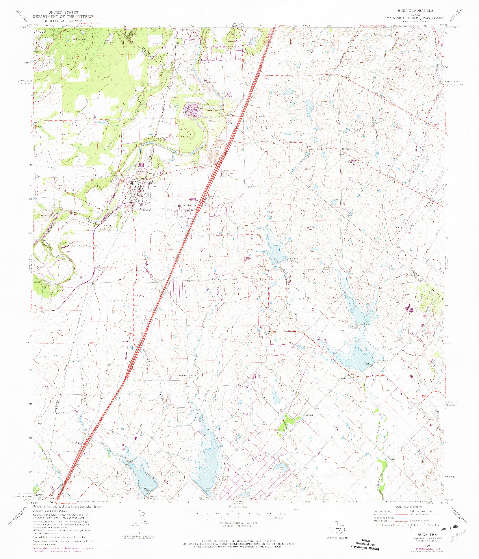 USGS 1:24000-SCALE QUADRANGLE FOR BUDA, TX 1968