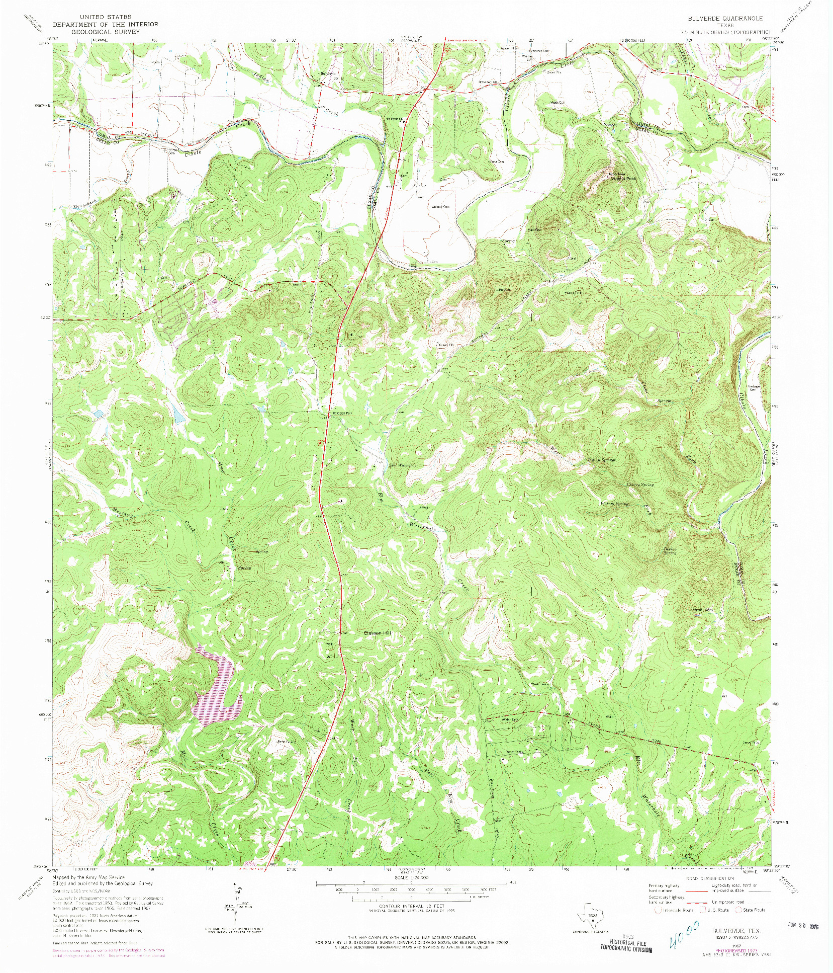 USGS 1:24000-SCALE QUADRANGLE FOR BULVERDE, TX 1967