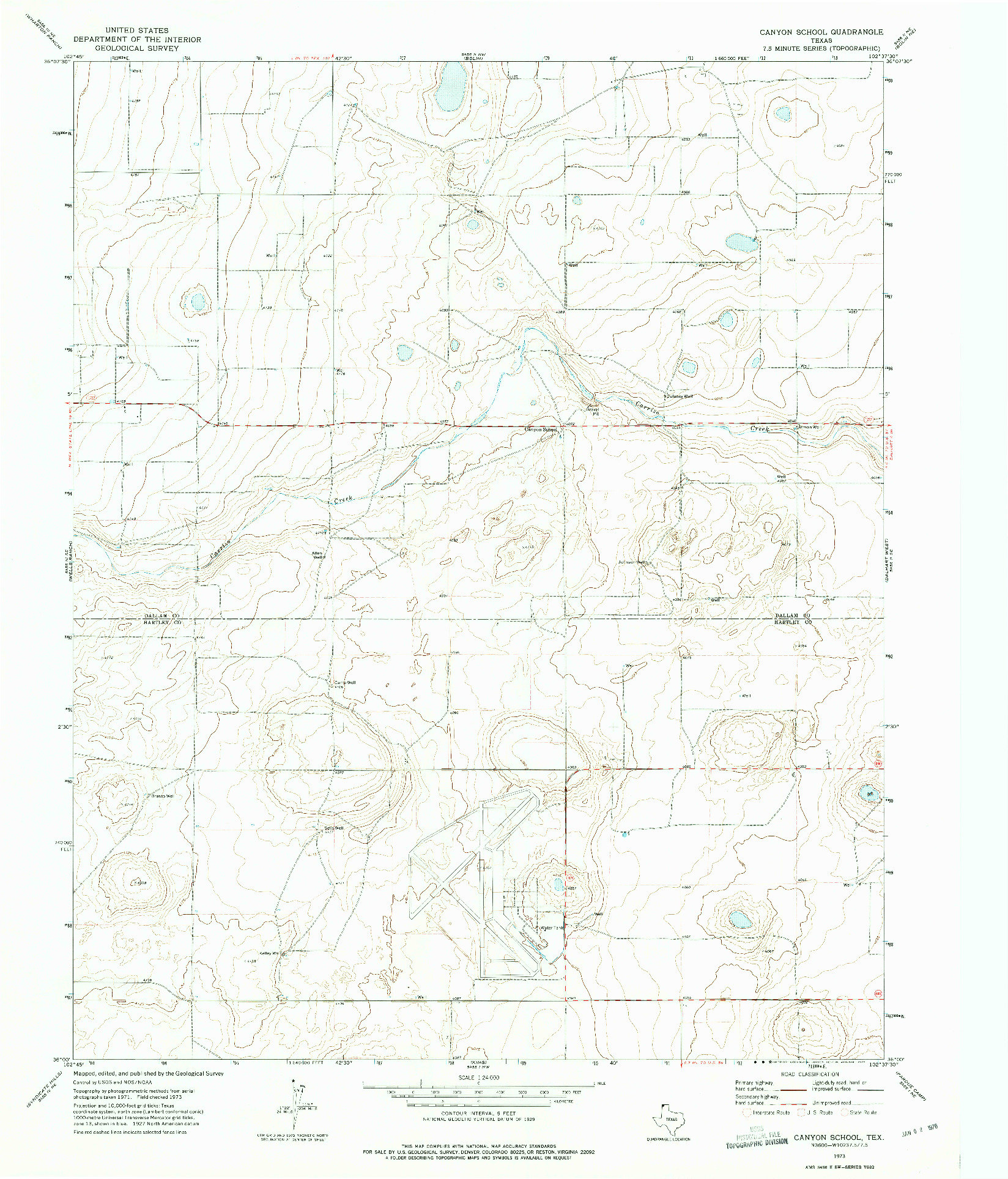USGS 1:24000-SCALE QUADRANGLE FOR CANYON SCHOOL, TX 1973