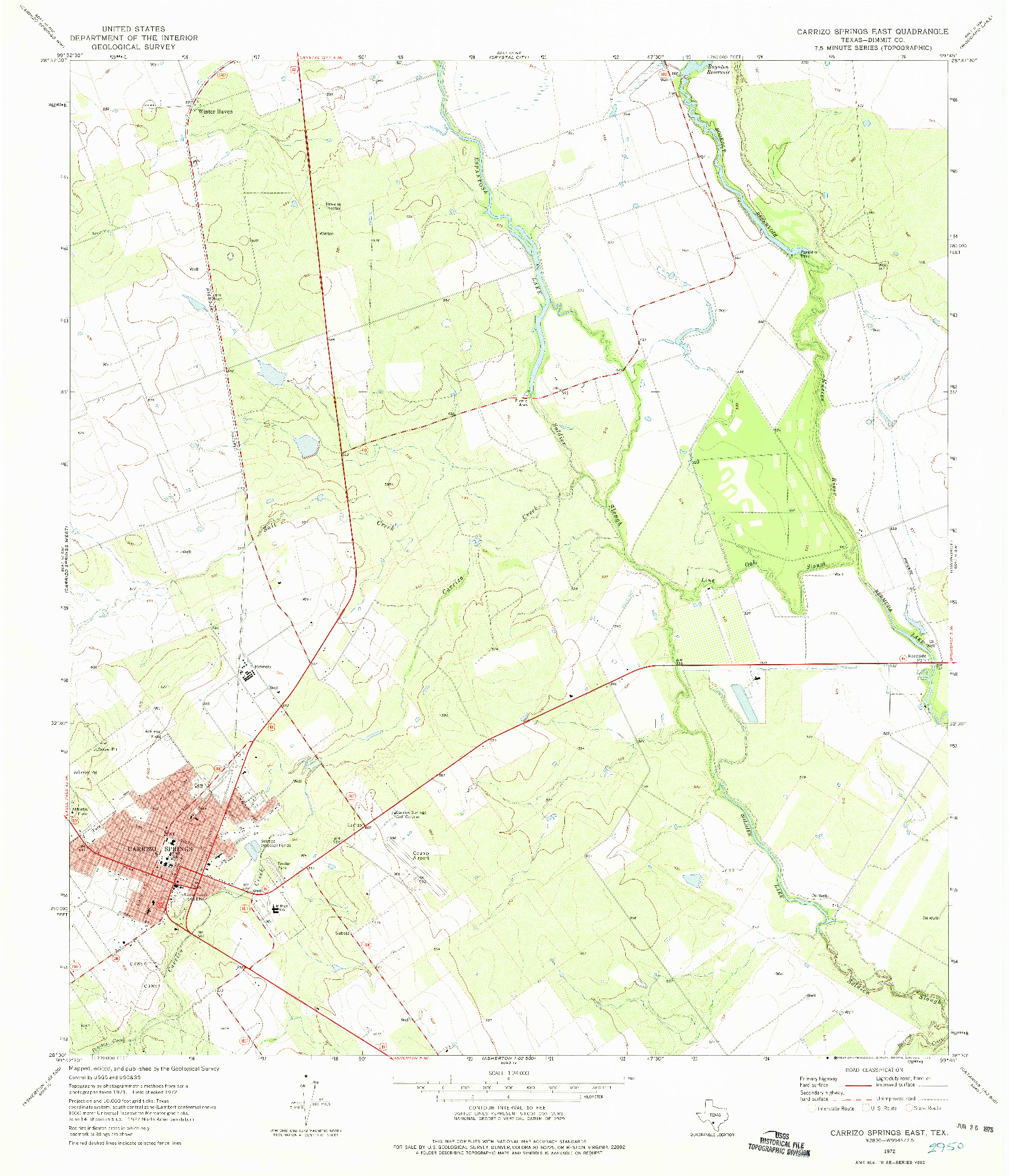 USGS 1:24000-SCALE QUADRANGLE FOR CARRIZO SPRINGS EAST, TX 1972