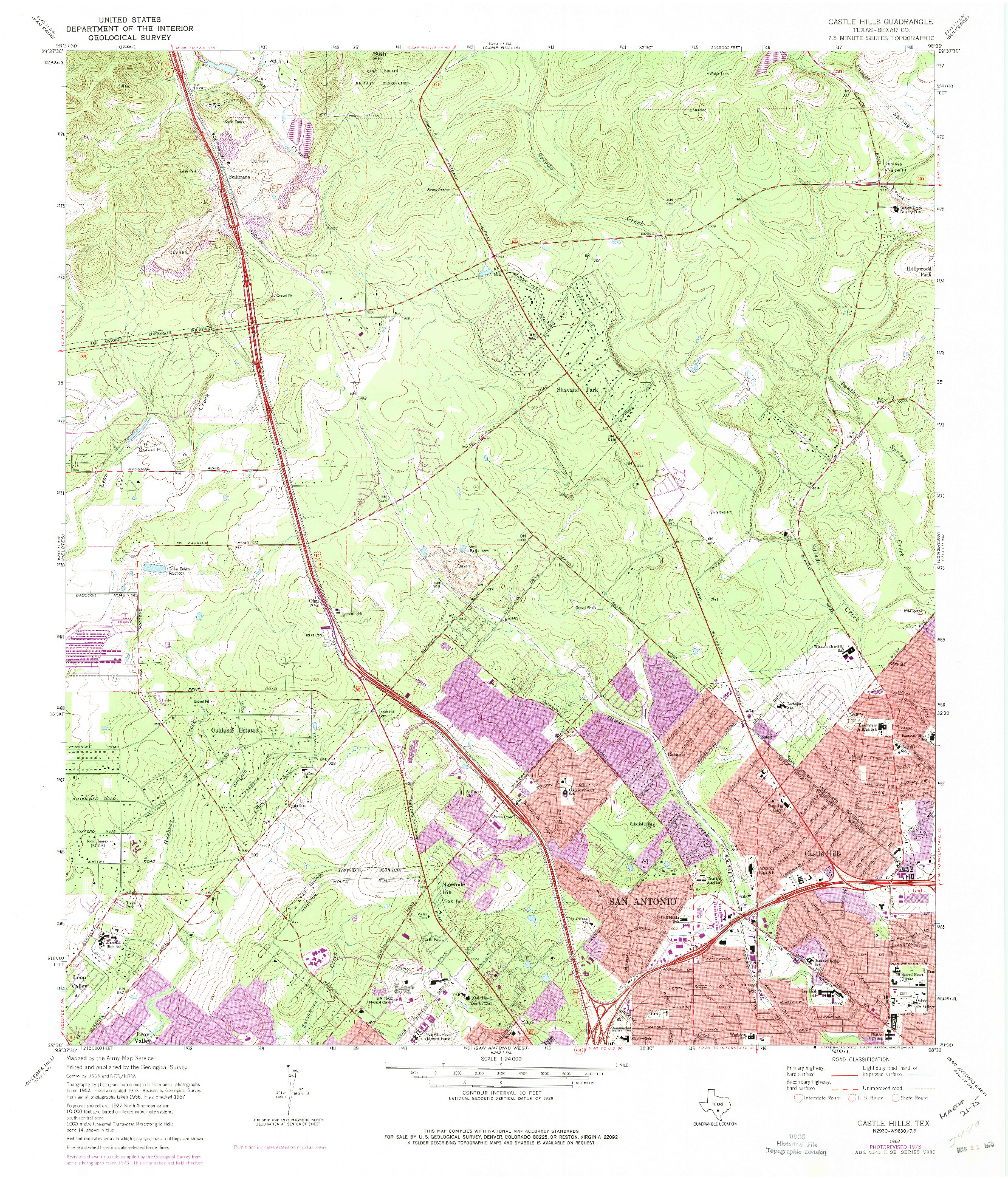 USGS 1:24000-SCALE QUADRANGLE FOR CASTLE HILLS, TX 1967