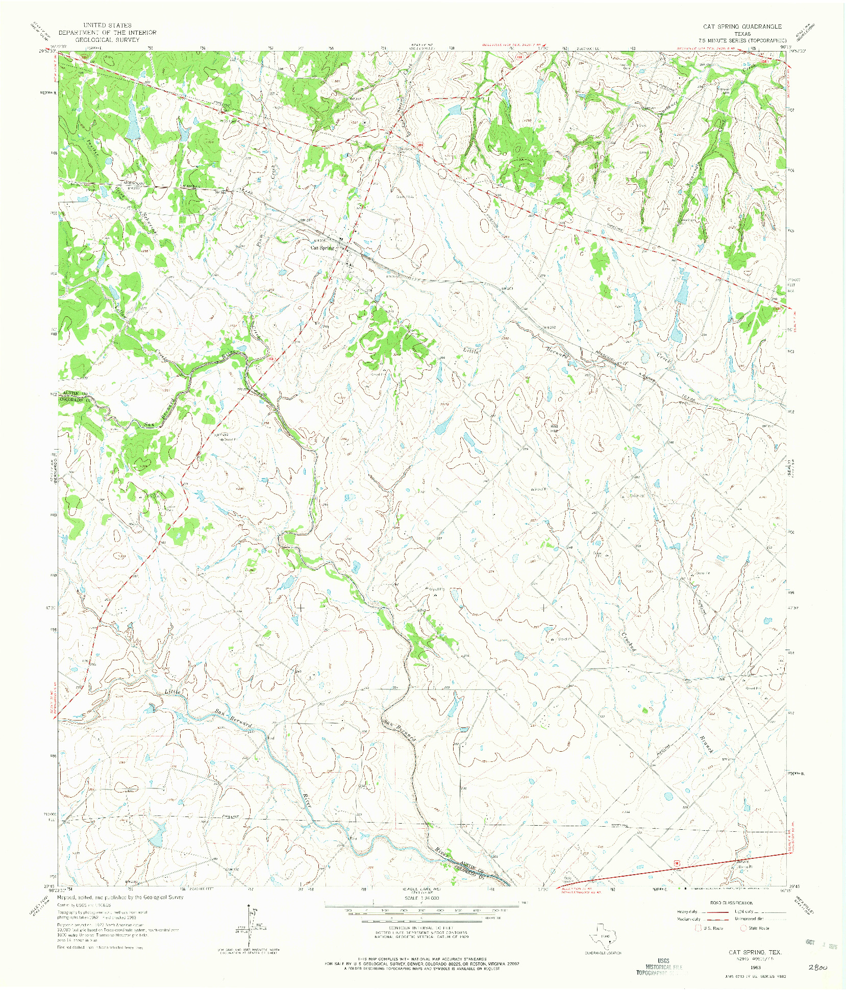 USGS 1:24000-SCALE QUADRANGLE FOR CAT SPRING, TX 1963