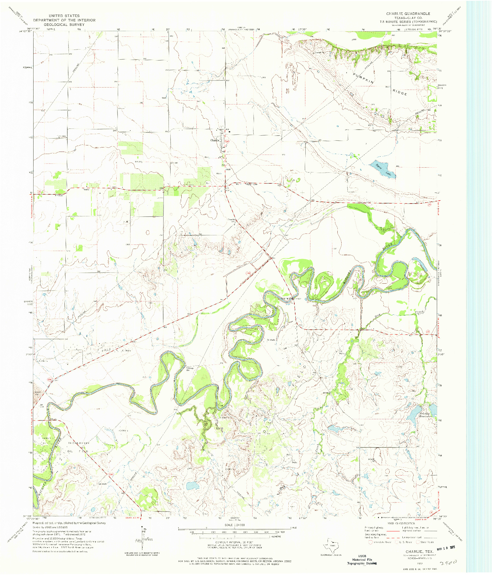 USGS 1:24000-SCALE QUADRANGLE FOR CHARLIE, TX 1972