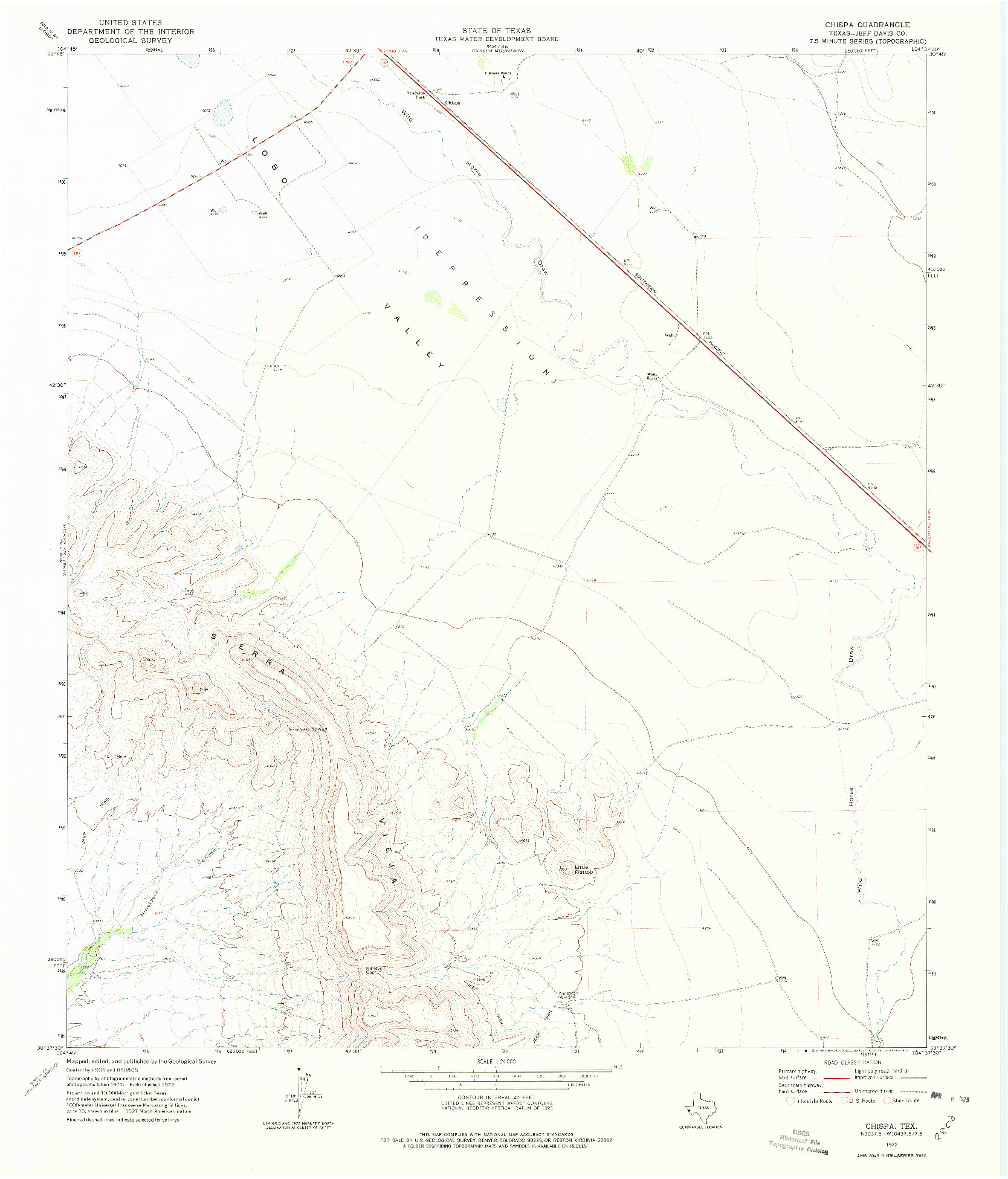 USGS 1:24000-SCALE QUADRANGLE FOR CHISPA, TX 1972