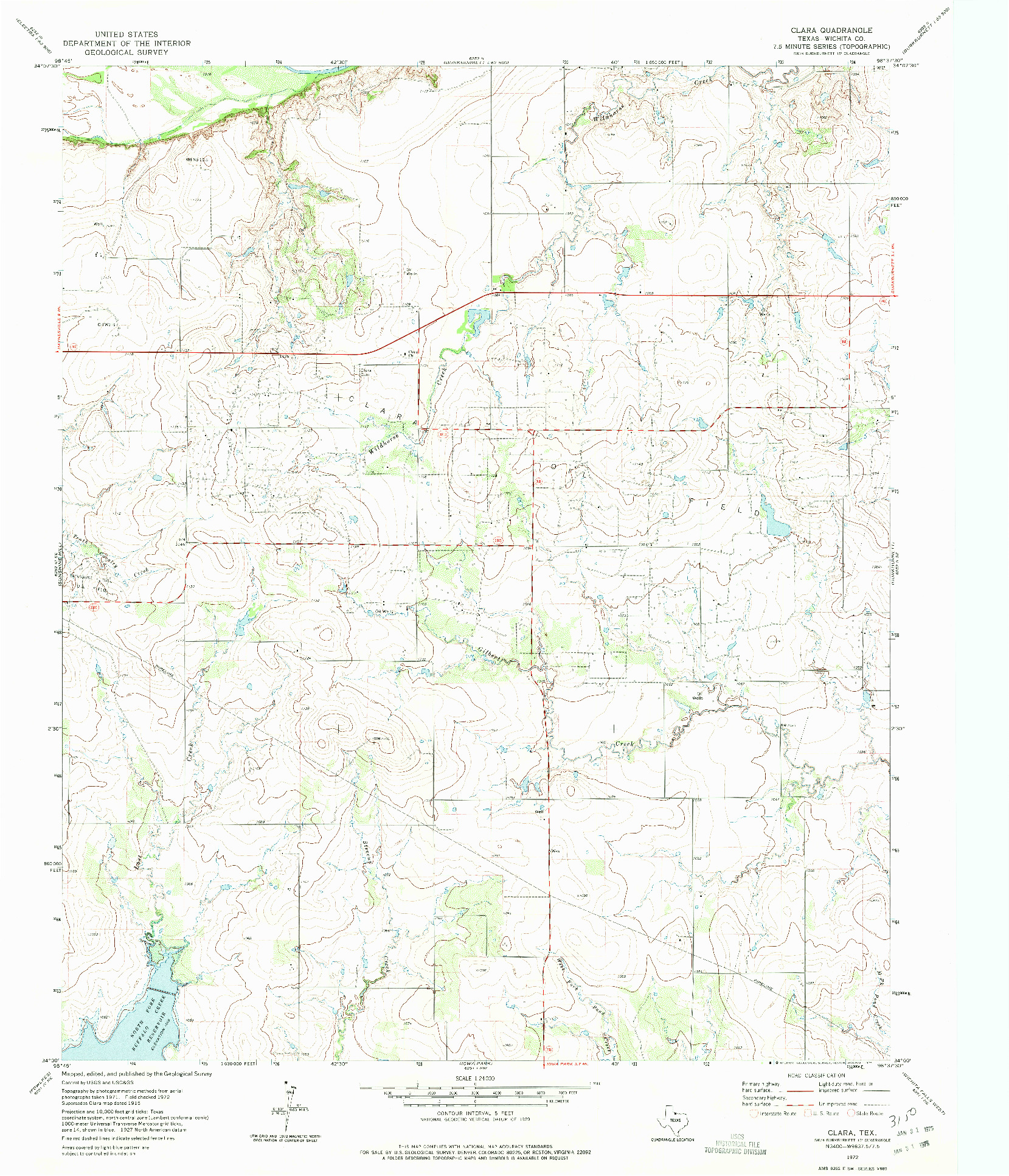 USGS 1:24000-SCALE QUADRANGLE FOR CLARA, TX 1972
