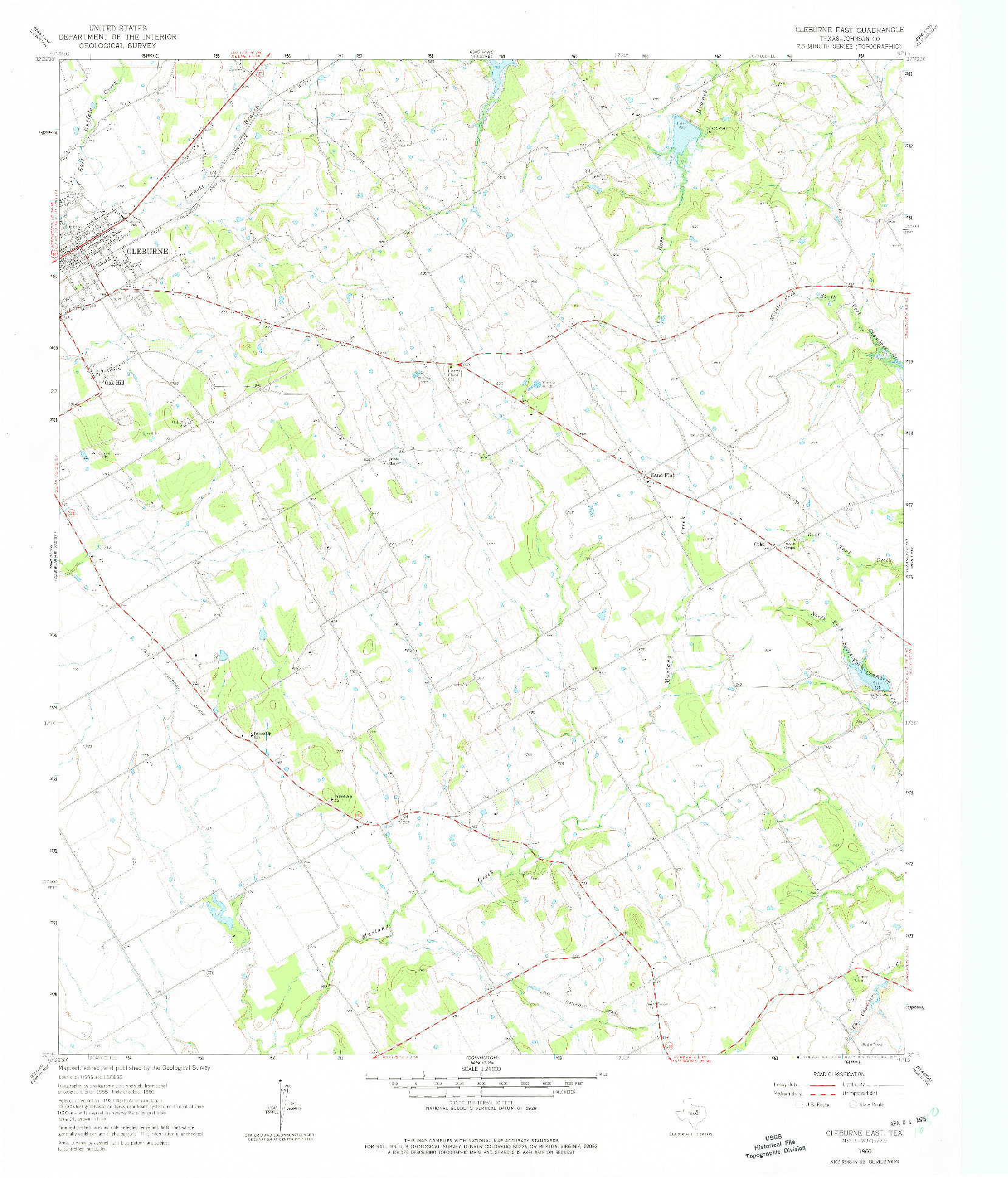 USGS 1:24000-SCALE QUADRANGLE FOR CLEBURNE EAST, TX 1960