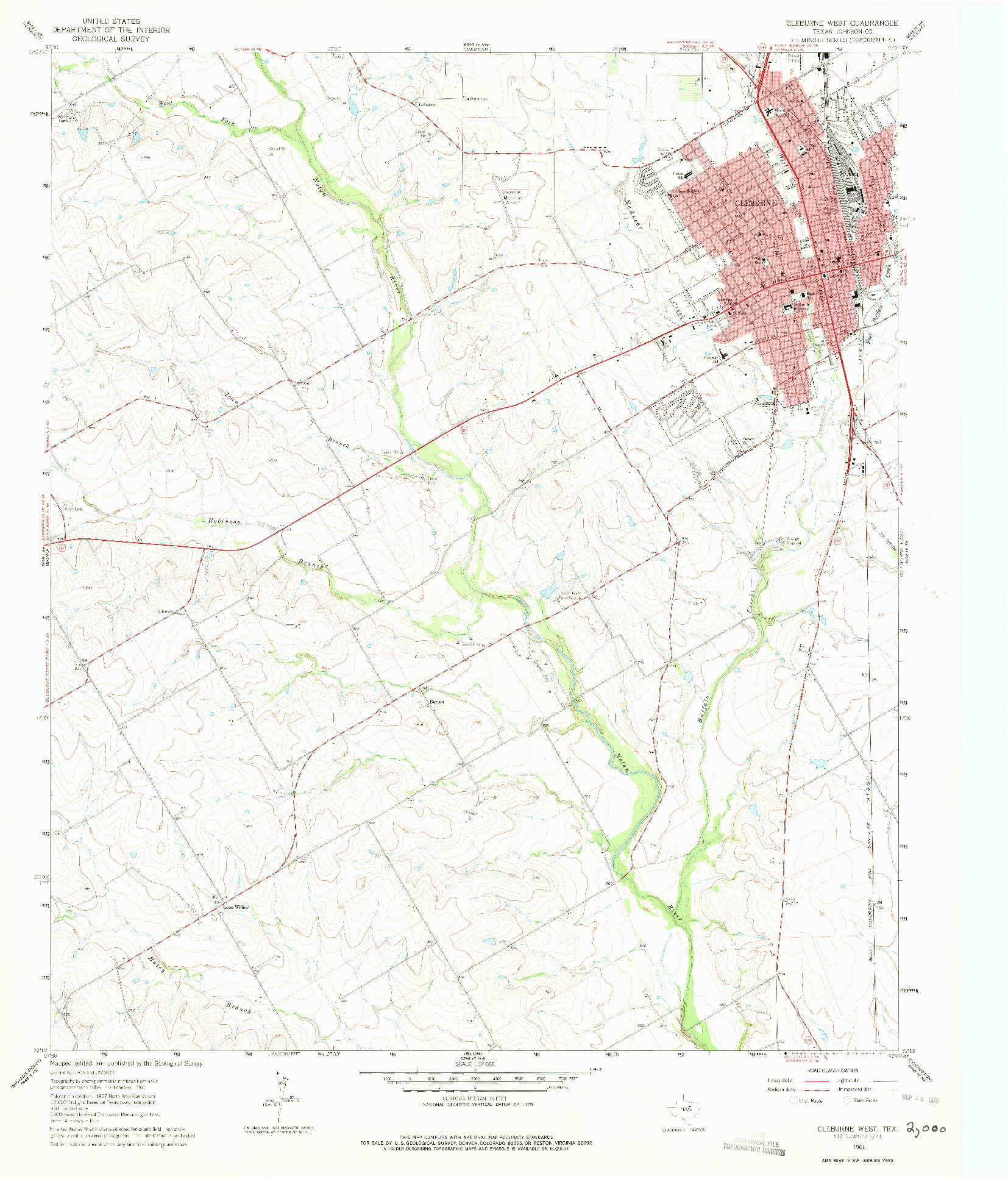 USGS 1:24000-SCALE QUADRANGLE FOR CLEBURNE WEST, TX 1961