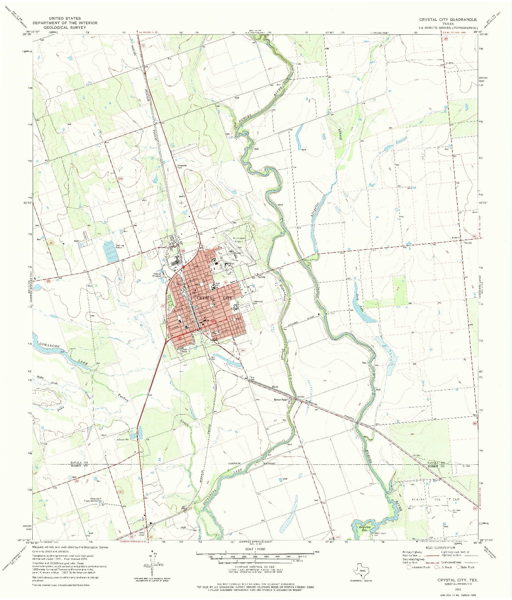 USGS 1:24000-SCALE QUADRANGLE FOR CRYSTAL CITY, TX 1972