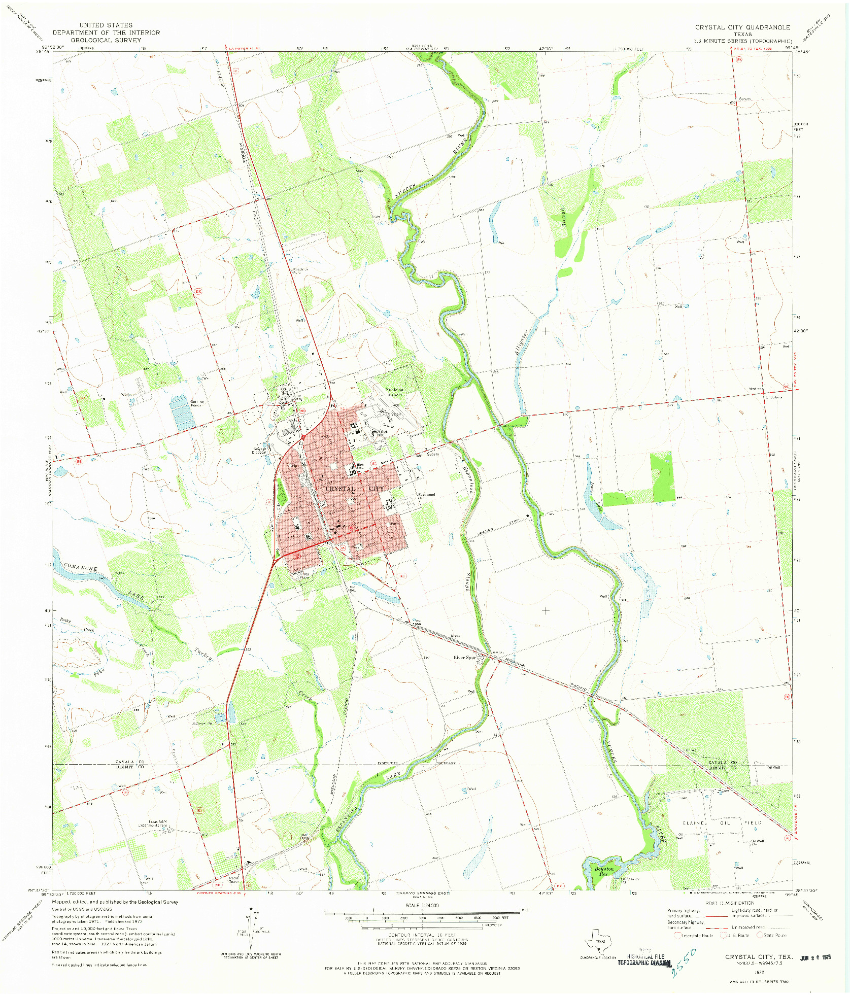 USGS 1:24000-SCALE QUADRANGLE FOR CRYSTAL CITY, TX 1972