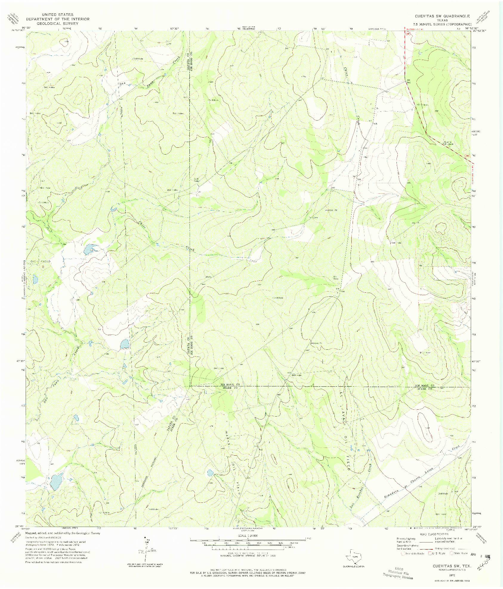 USGS 1:24000-SCALE QUADRANGLE FOR CUEVITAS SW, TX 1972