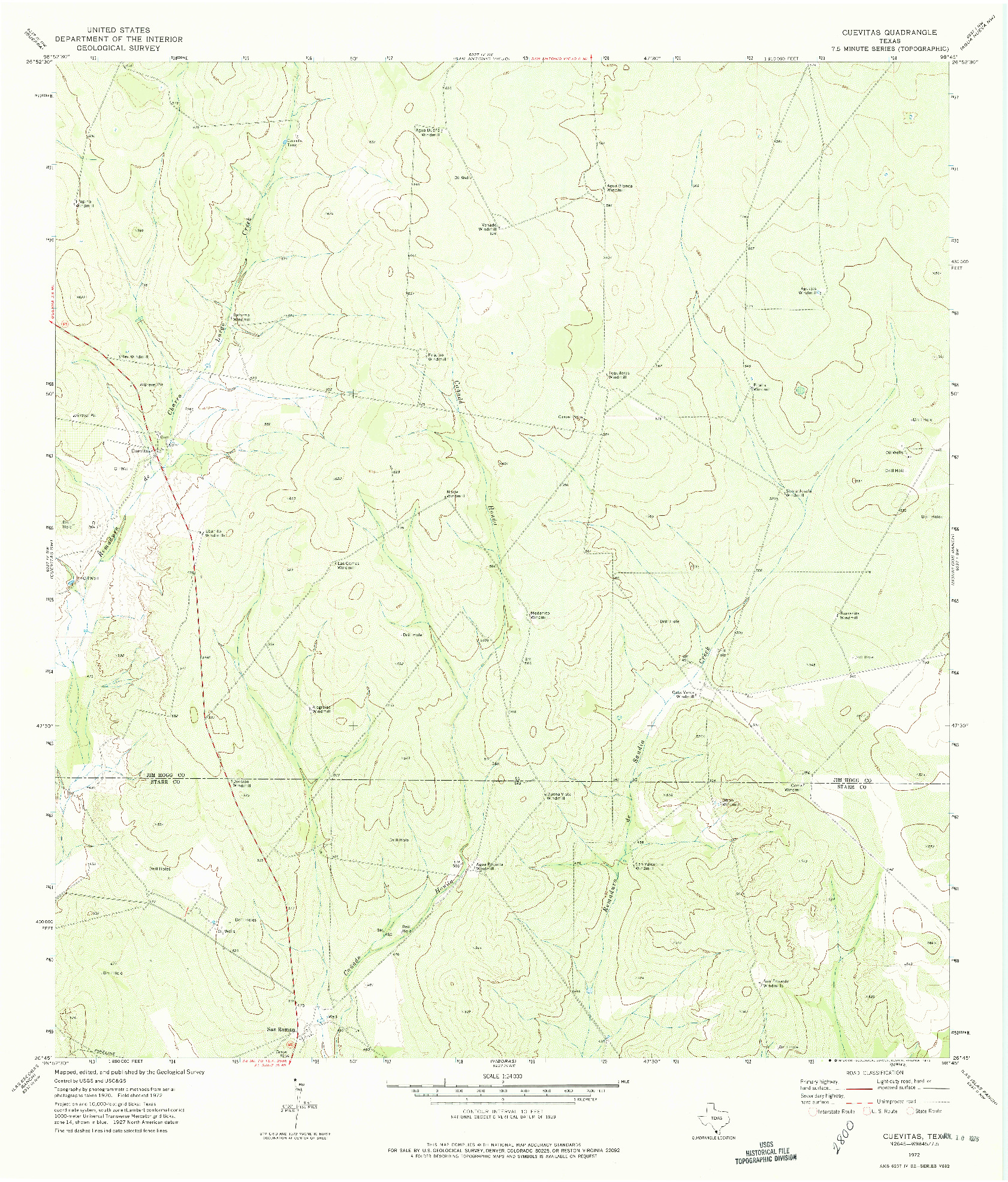 USGS 1:24000-SCALE QUADRANGLE FOR CUEVITAS, TX 1972