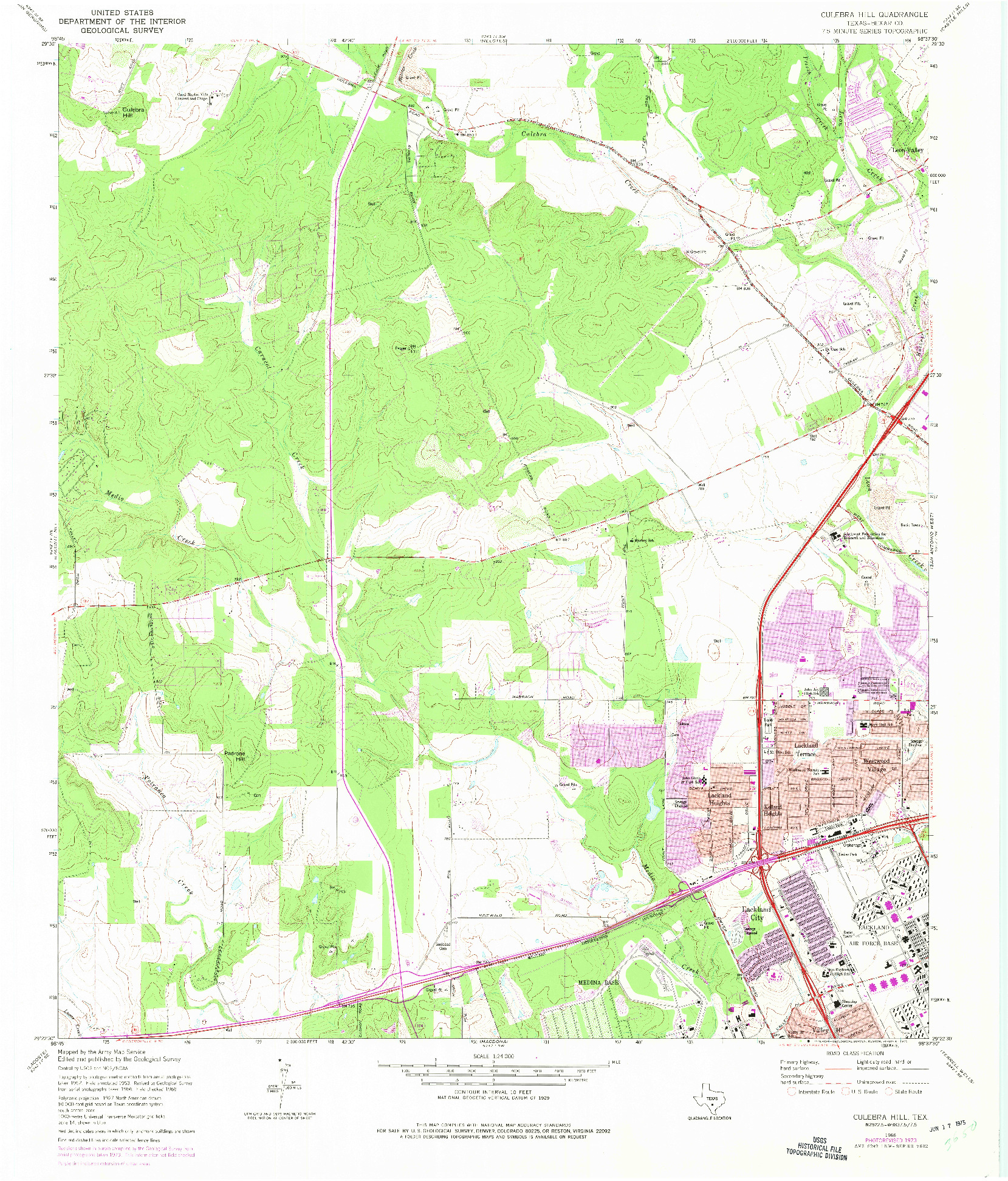 USGS 1:24000-SCALE QUADRANGLE FOR CULEBRA HILL, TX 1966