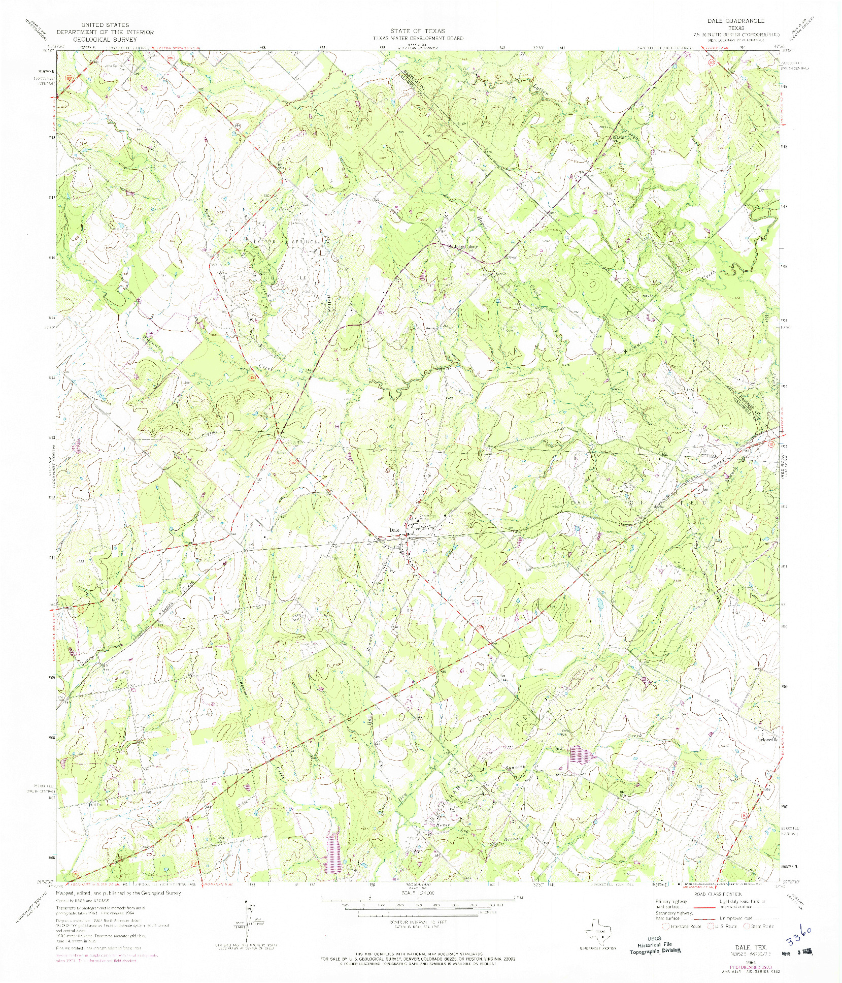 USGS 1:24000-SCALE QUADRANGLE FOR DALE, TX 1964