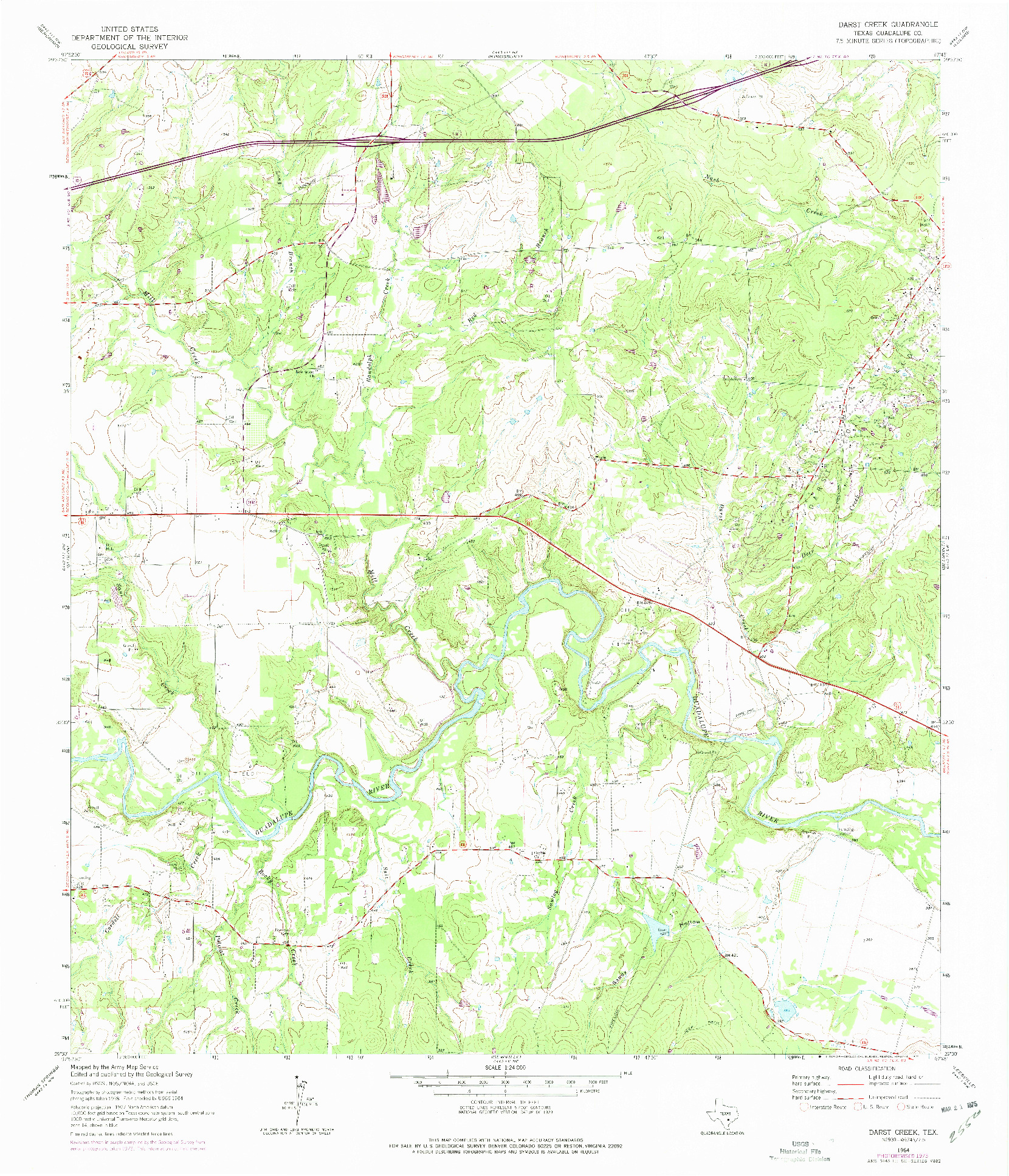 USGS 1:24000-SCALE QUADRANGLE FOR DARST CREEK, TX 1964