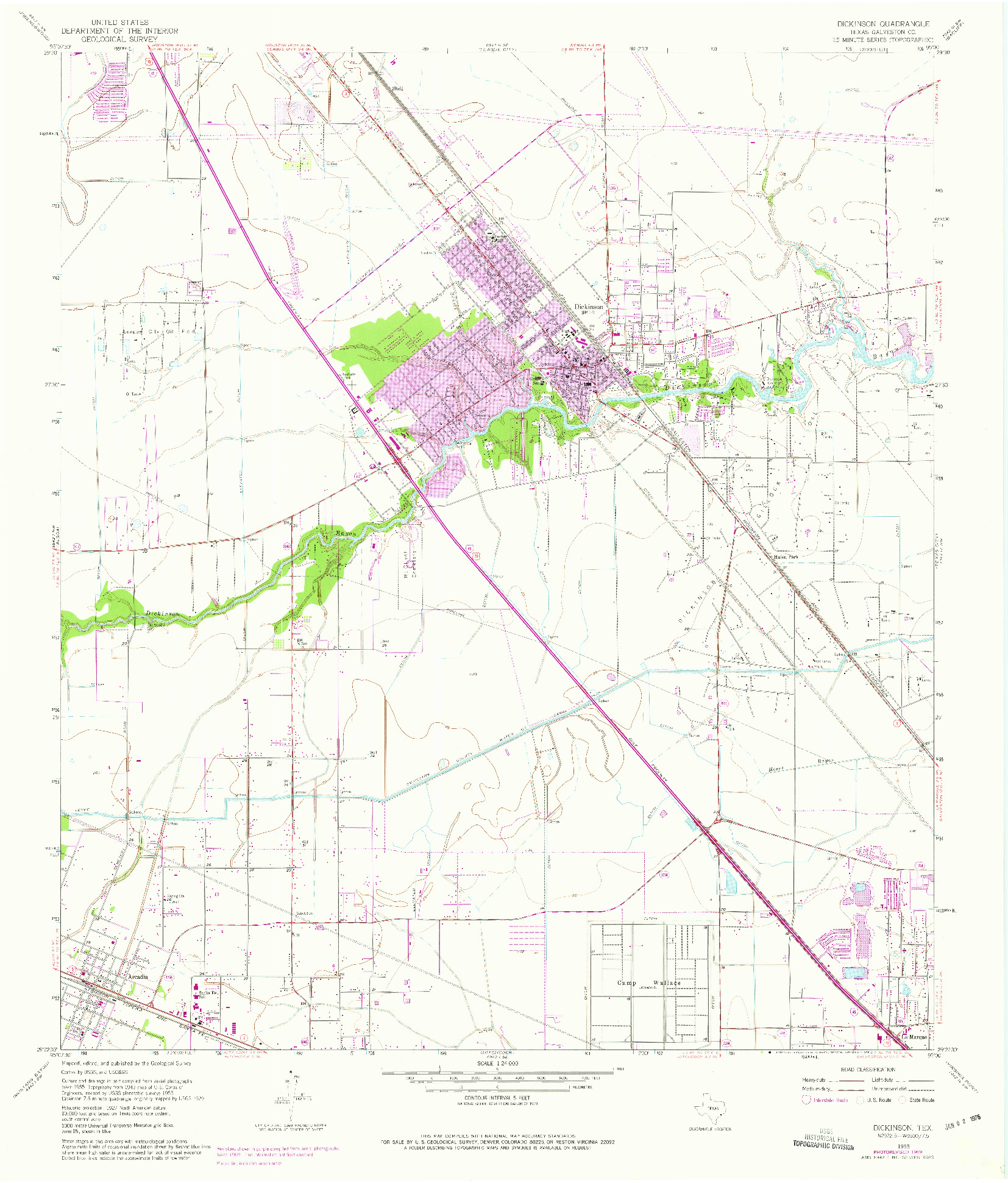 USGS 1:24000-SCALE QUADRANGLE FOR DICKINSON, TX 1955