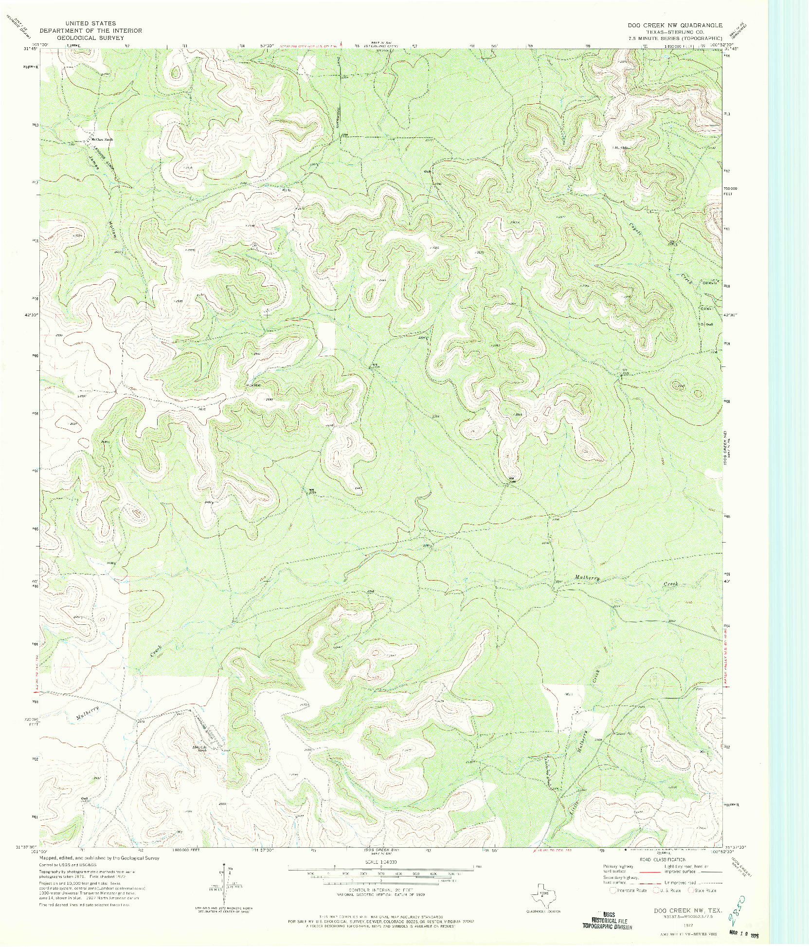 USGS 1:24000-SCALE QUADRANGLE FOR DOG CREEK NW, TX 1972