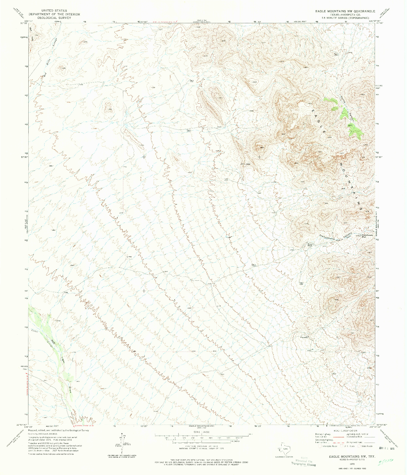 USGS 1:24000-SCALE QUADRANGLE FOR EAGLE MOUNTAINS NW, TX 1972