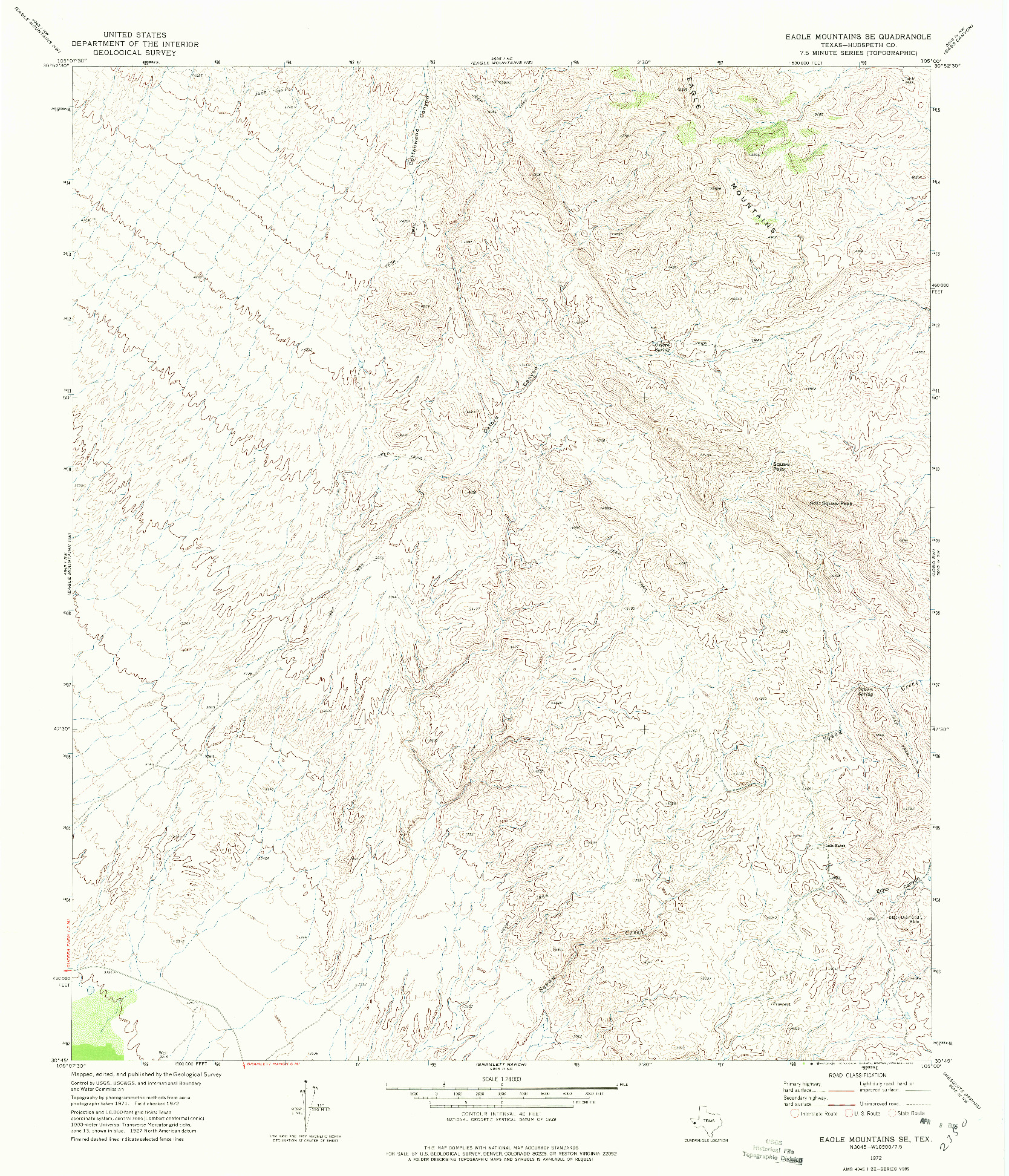 USGS 1:24000-SCALE QUADRANGLE FOR EAGLE MOUNTAINS SE, TX 1972