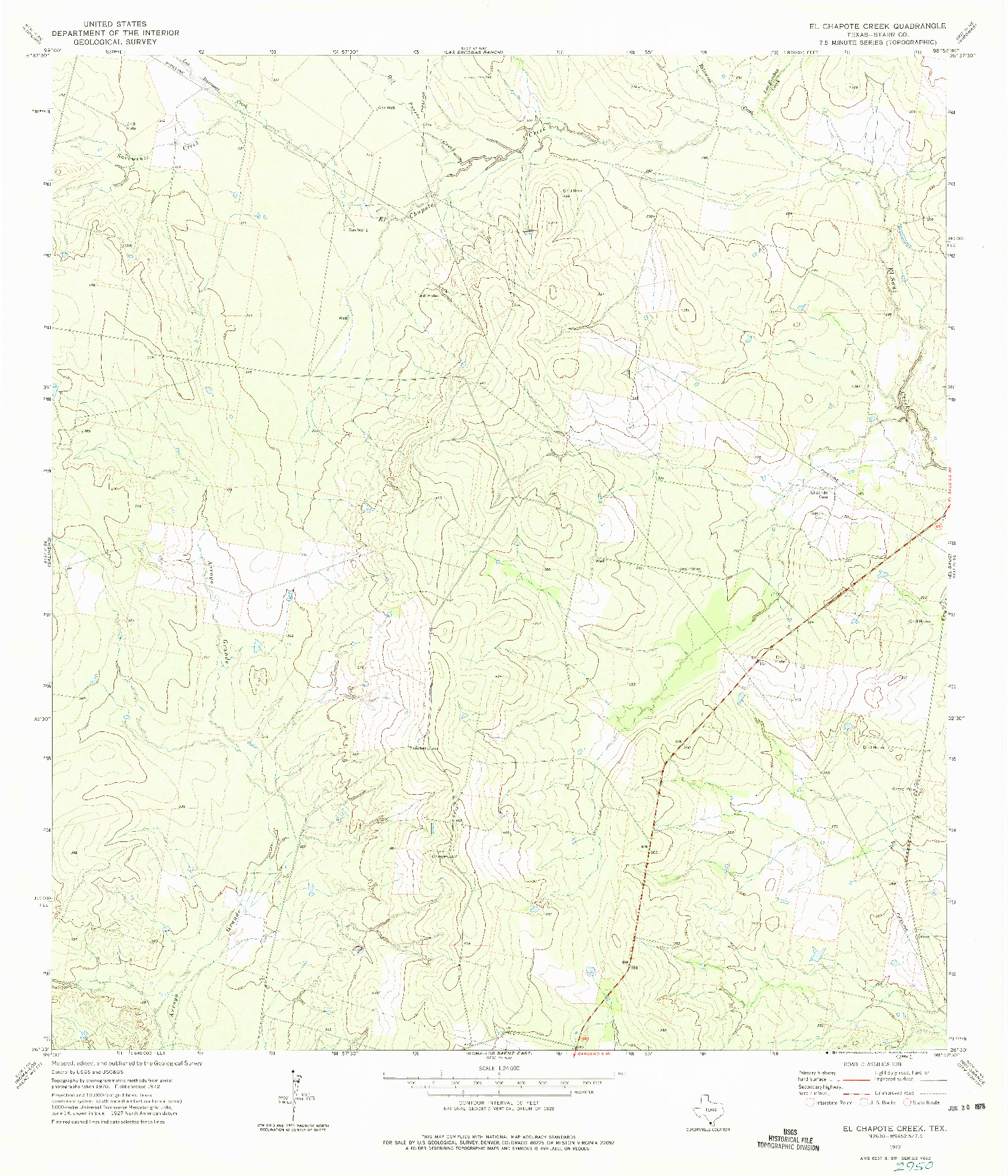 USGS 1:24000-SCALE QUADRANGLE FOR EL CHAPOTE CREEK, TX 1972