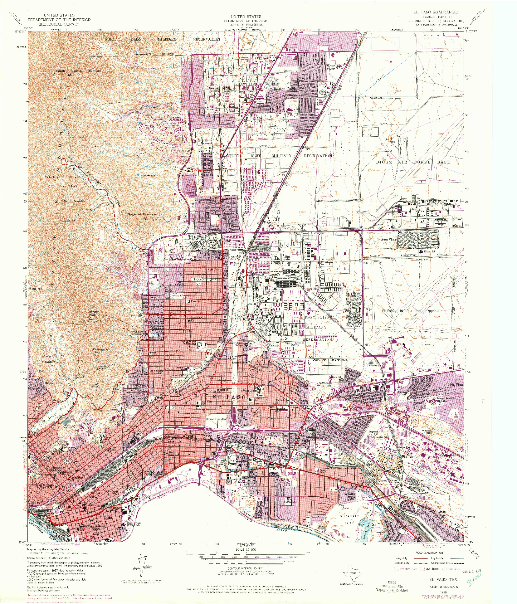 USGS 1:24000-SCALE QUADRANGLE FOR EL PASO, TX 1955