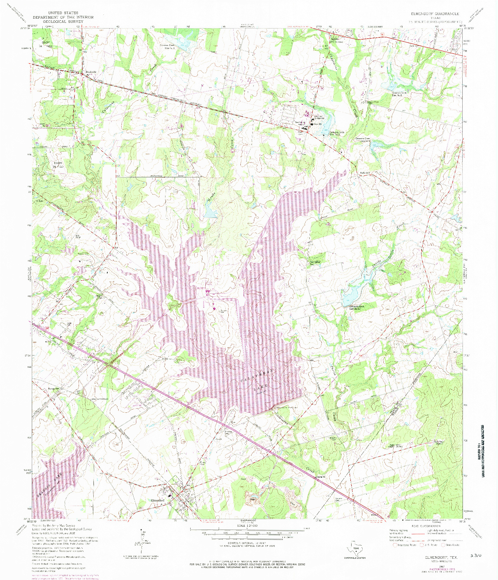 USGS 1:24000-SCALE QUADRANGLE FOR ELMENDORF, TX 1967