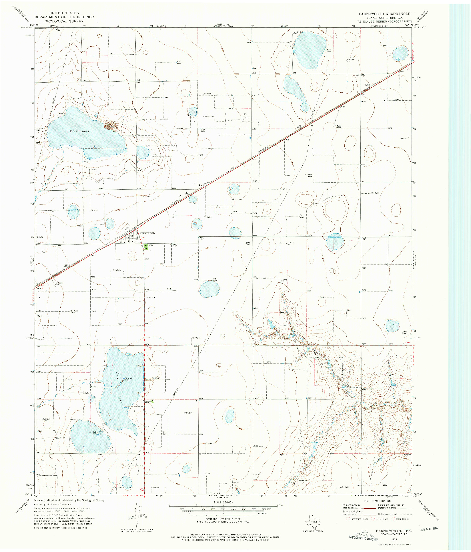 USGS 1:24000-SCALE QUADRANGLE FOR FARNSWORTH, TX 1973