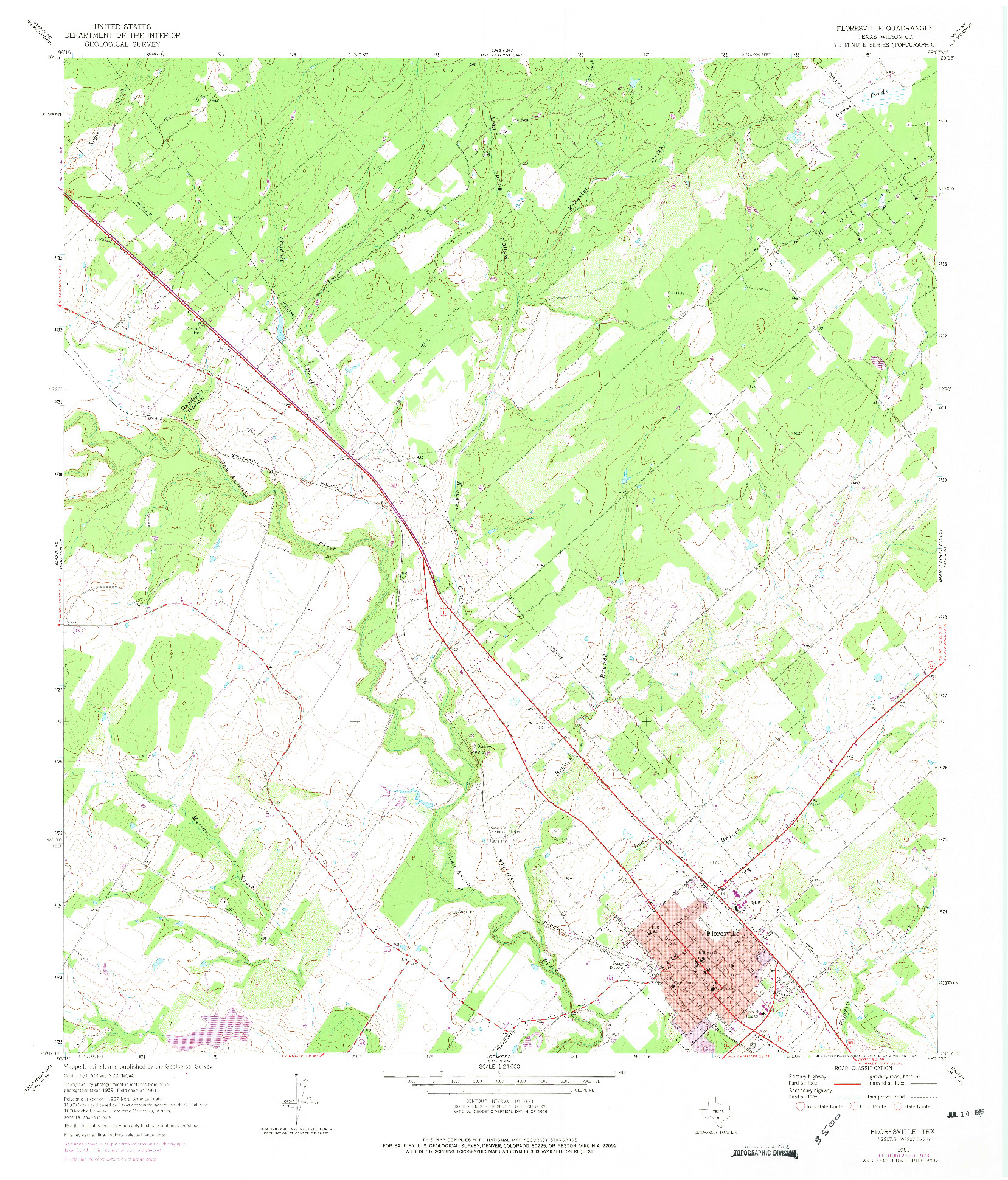 USGS 1:24000-SCALE QUADRANGLE FOR FLORESVILLE, TX 1961