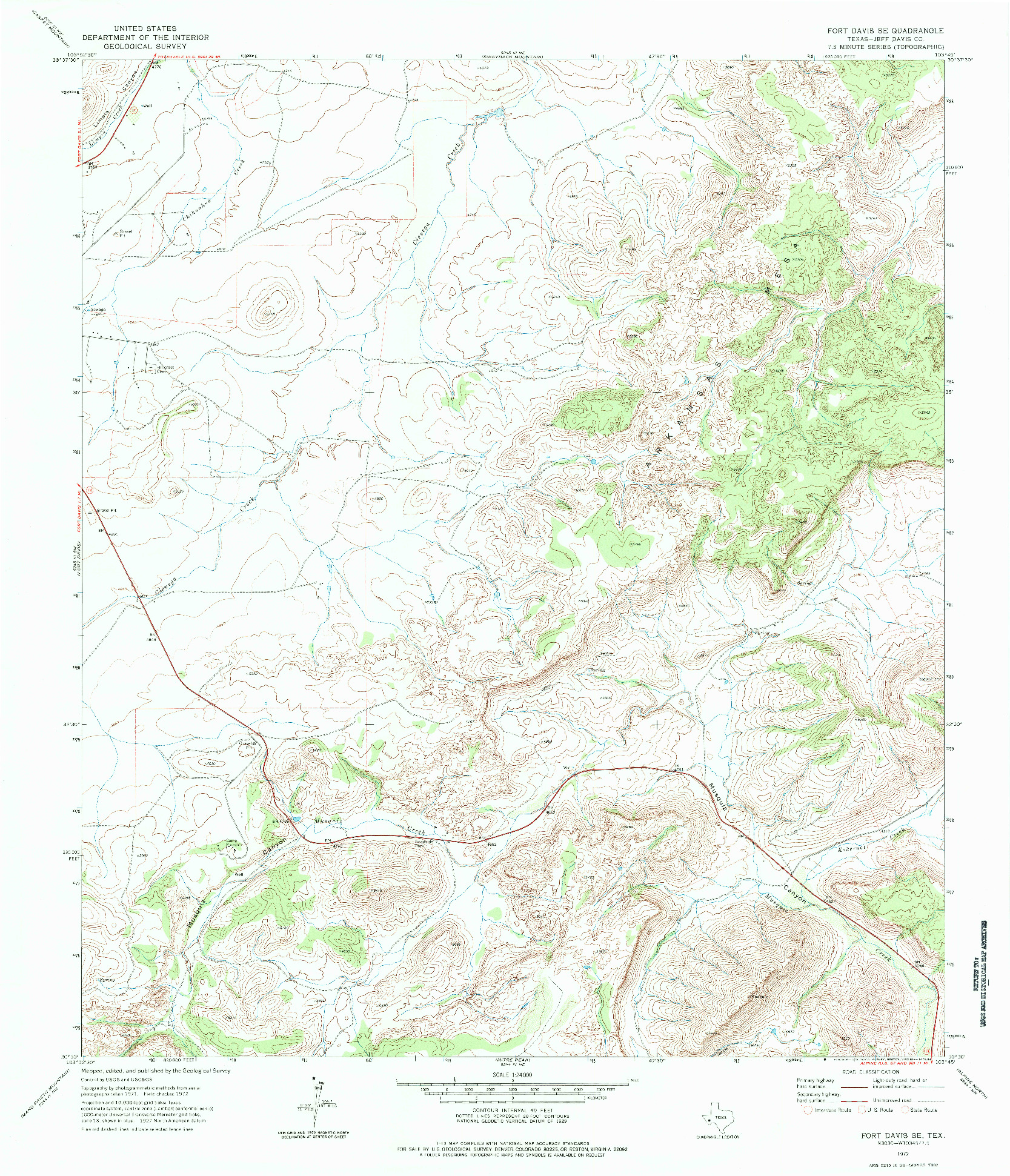 USGS 1:24000-SCALE QUADRANGLE FOR FORT DAVIS SE, TX 1972