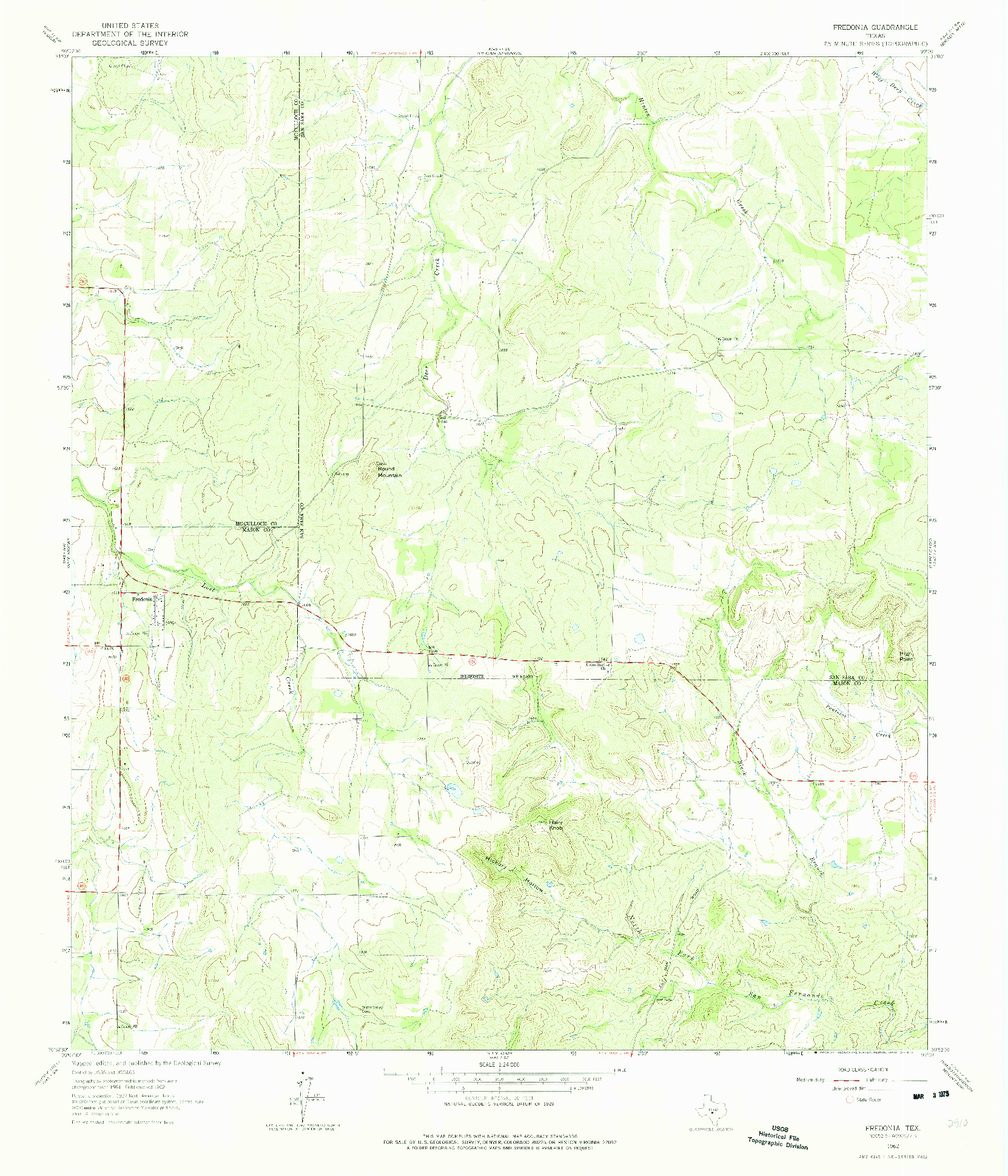 USGS 1:24000-SCALE QUADRANGLE FOR FREDONIA, TX 1962