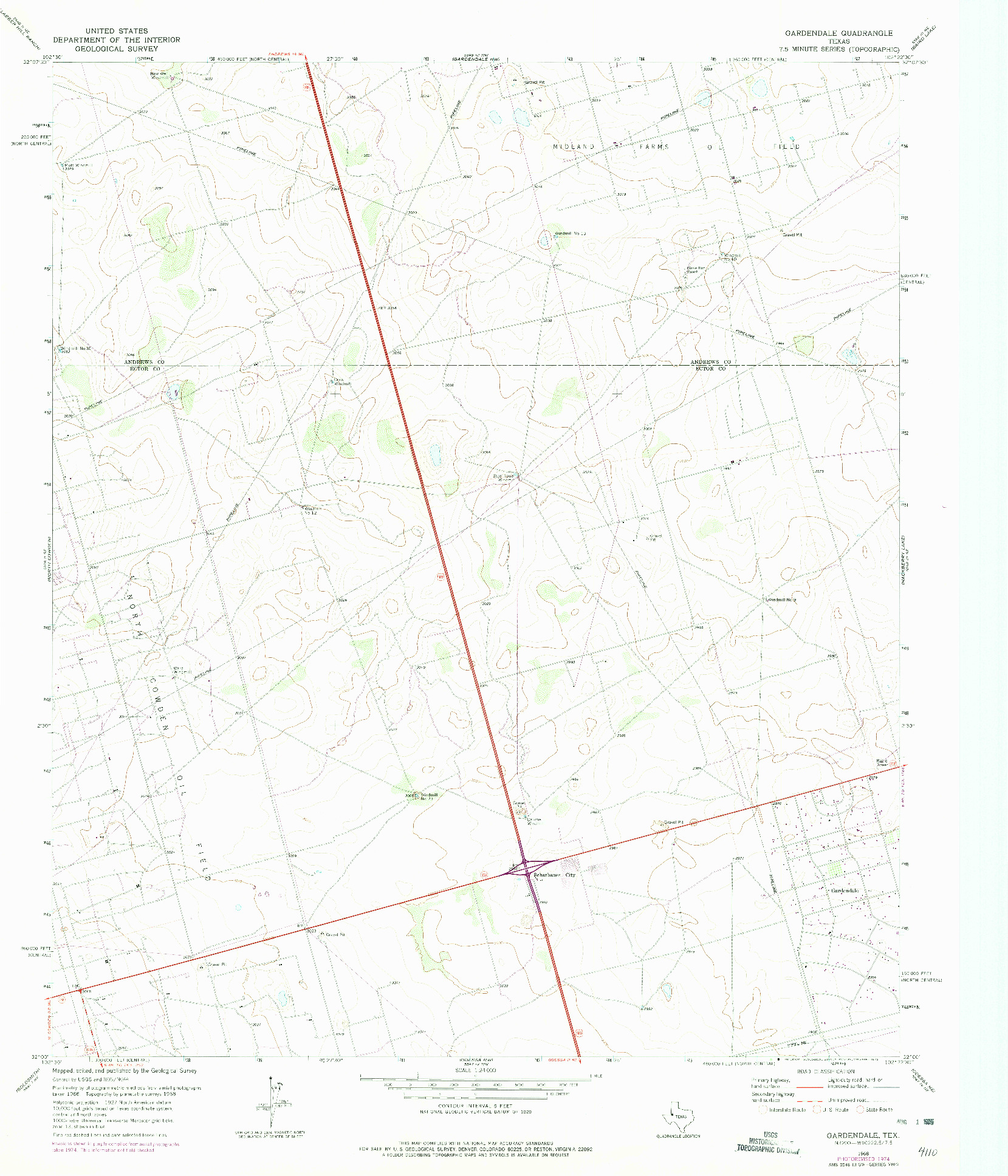 USGS 1:24000-SCALE QUADRANGLE FOR GARDENDALE, TX 1968