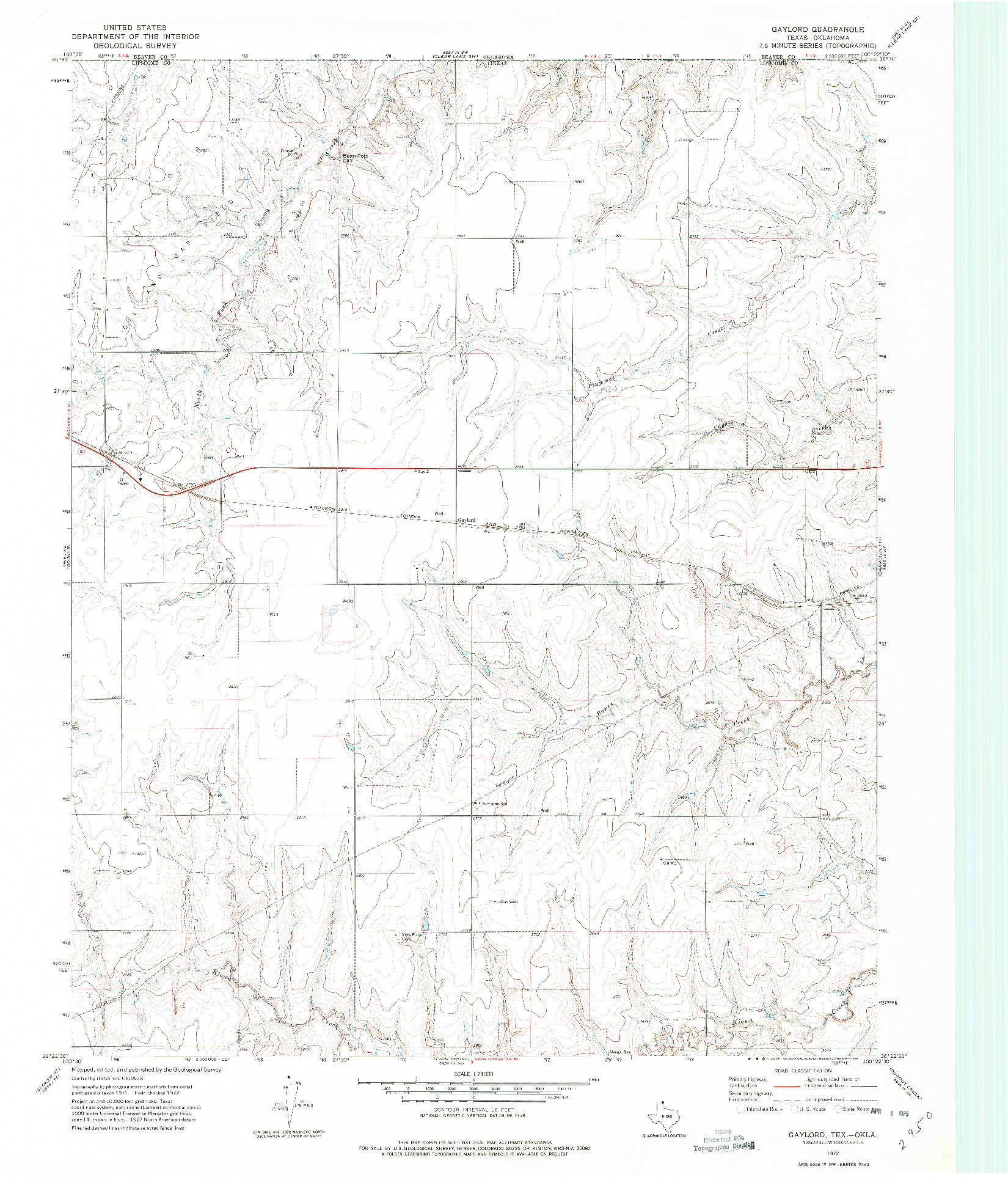 USGS 1:24000-SCALE QUADRANGLE FOR GAYLORD, TX 1972